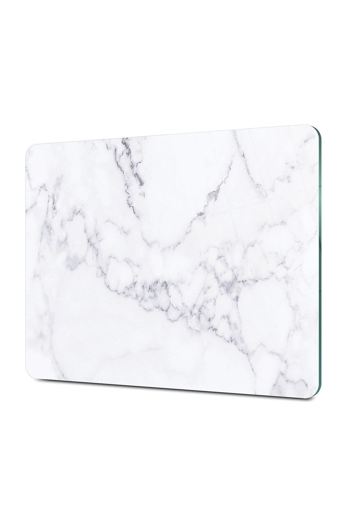 Decovetro Cam Kesme Tahtası Ve Sunum Tablası | Beyaz Mermer Görünümlü | 30cm X 40cm
