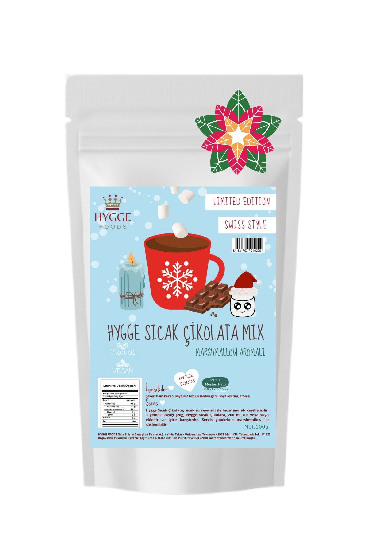 Hyggefoods Hygge Sıcak Çikolata Mix Marshmallow Aromalı - Swiss Style Premium Yılbaşı Seti