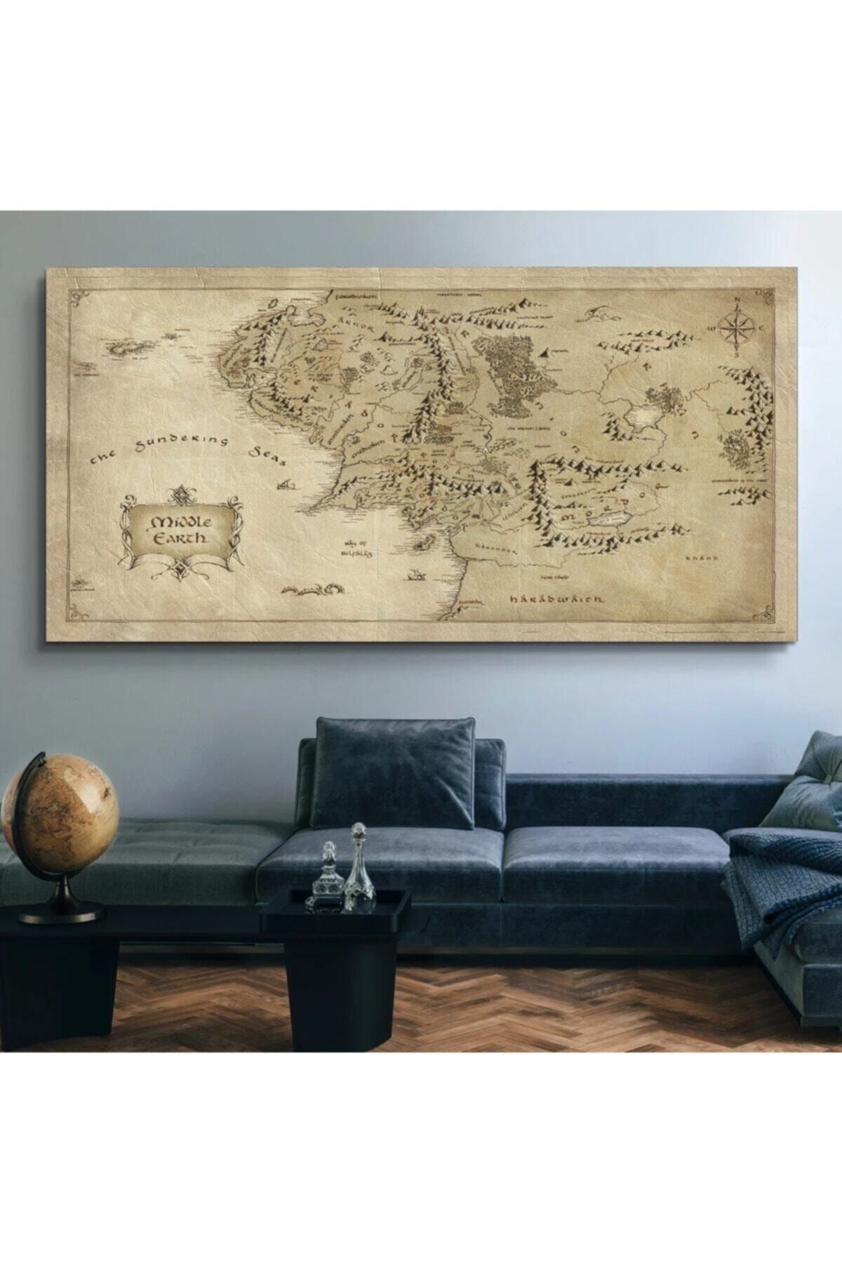 Idora Orta Dünya Harita Kanvas Tablo