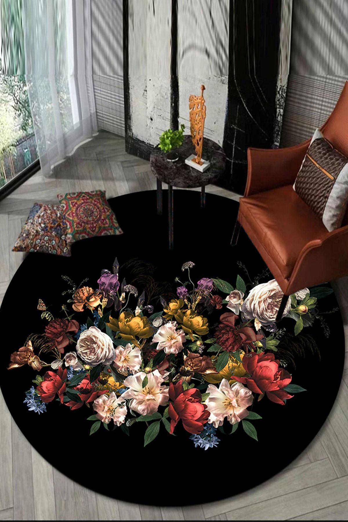 Decomia Home Dijital Kaymaz Yıkanabilir Çiçekli Modern Salon Halısı Mutfak Halısı Koridor Halı-paspas Dc-1322-yuv