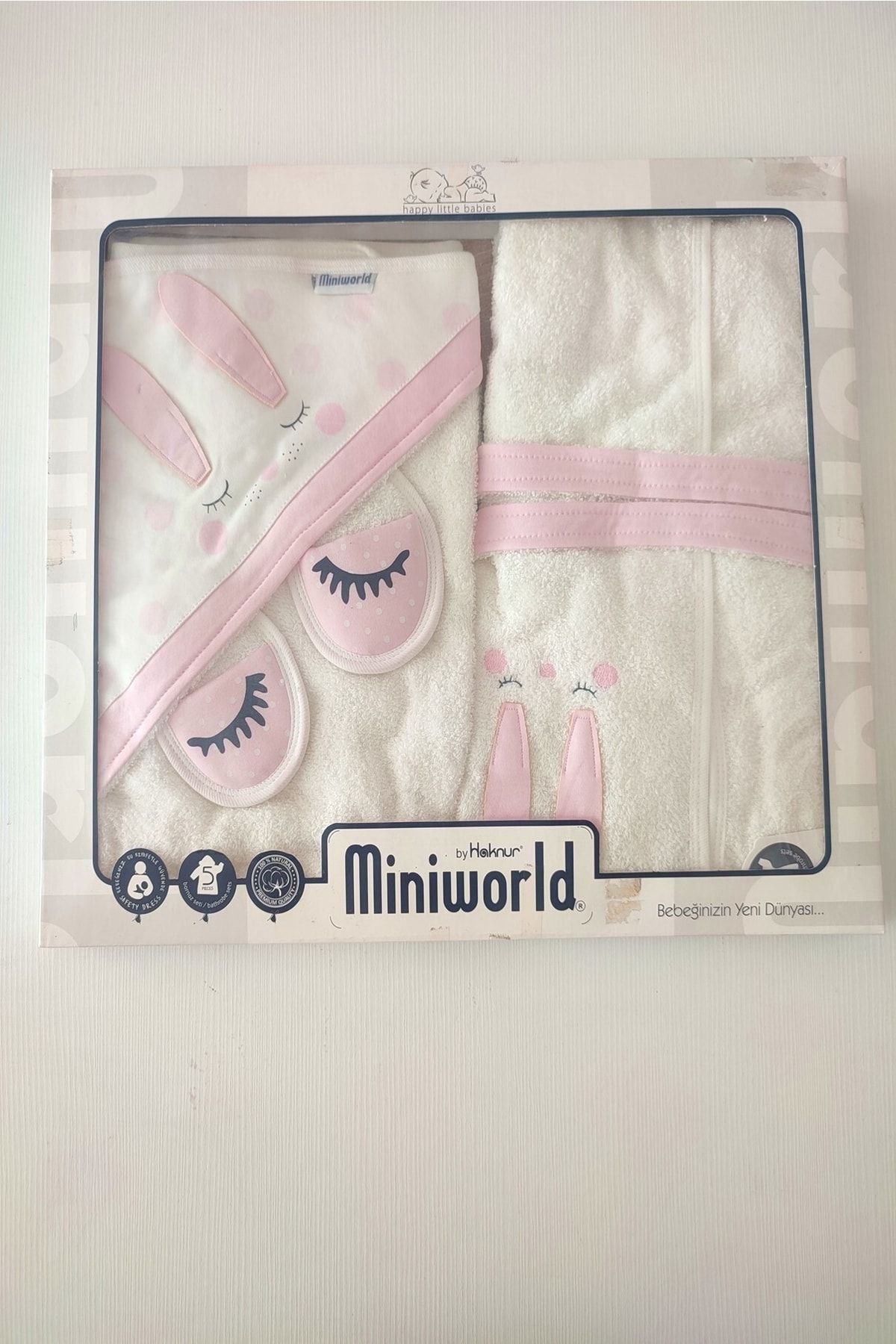 Miniworld 4'lü Bebe Bornoz Seti