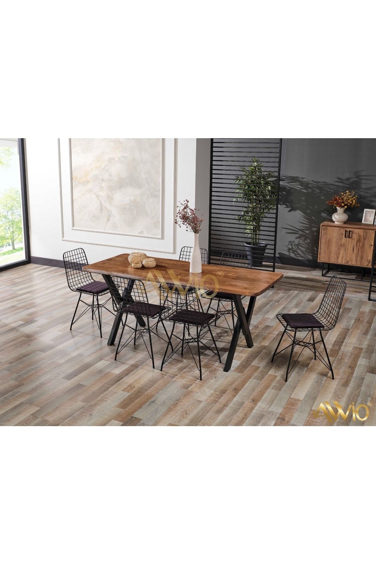 Avvio Arzu Doğal Ağaç Kütük Yemek Masası Mutfak Masası 80x180