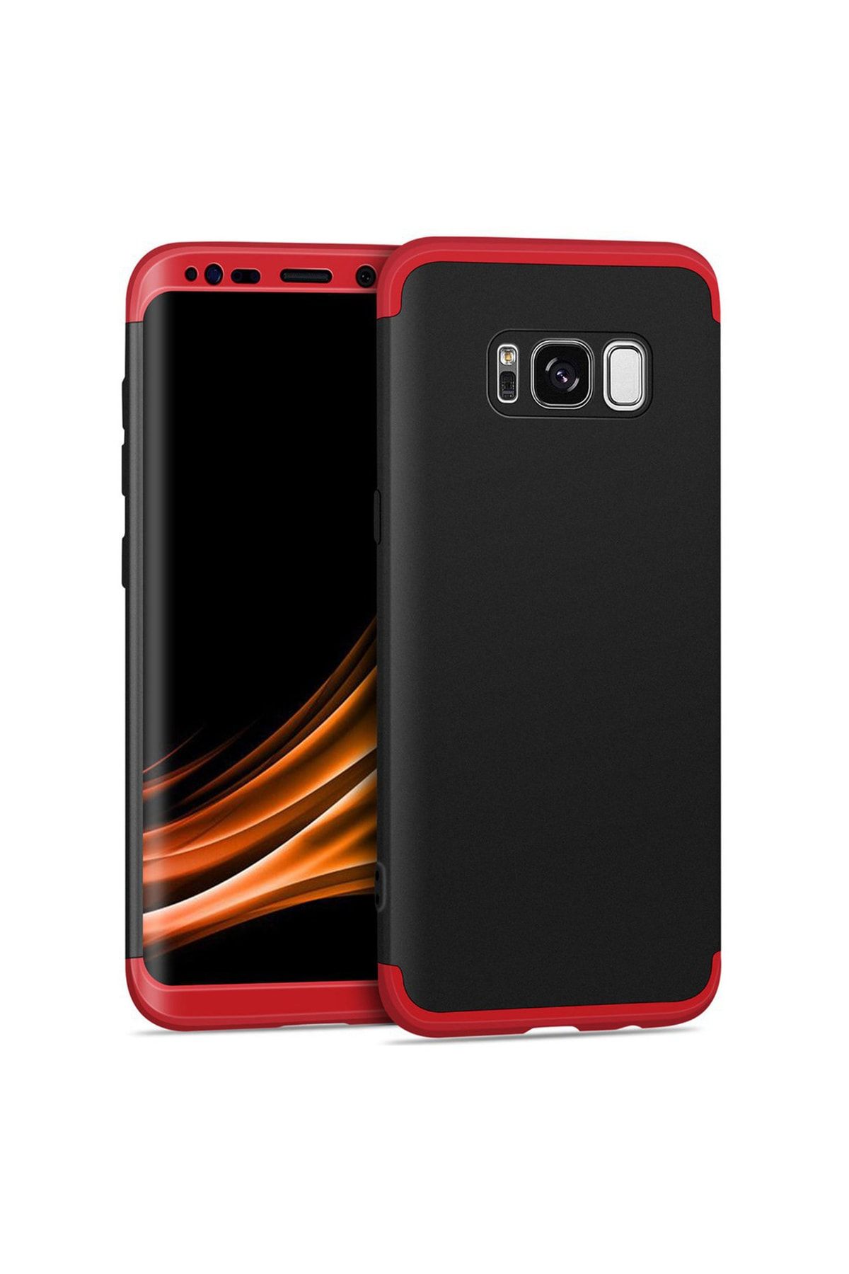 Microsonic Galaxy S8 Plus Kılıf Double Dip 360 Protective Siyah Kırmızı