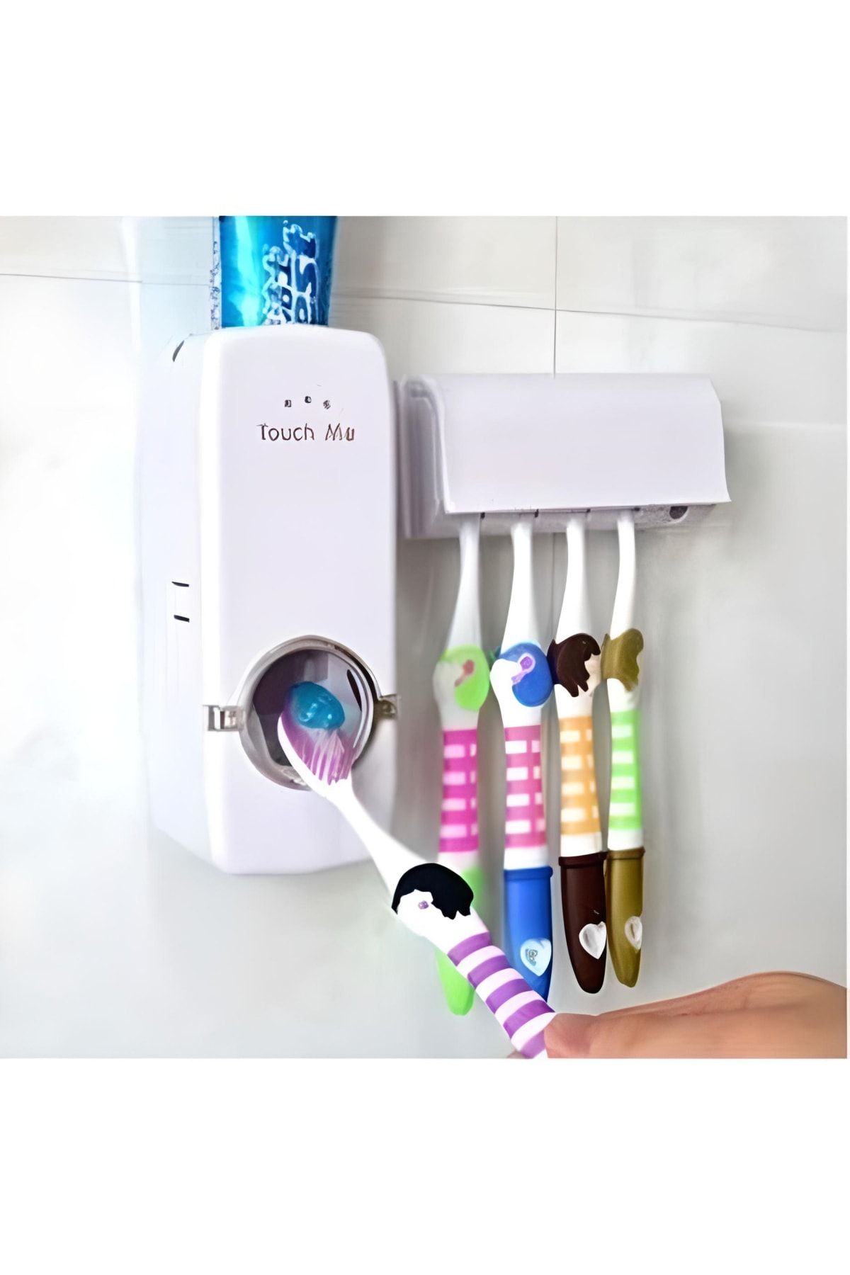 Kenpool Banyo Otomatik Diş Macunu Sıkacağı Set 5 Adet Diş Fırçalığı Yapışkanlı