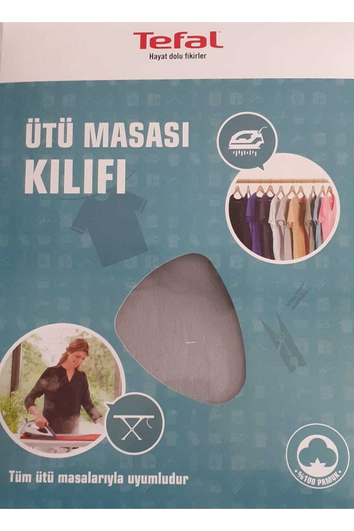 TEFAL Ütü Masası Kılıfı Bezi Düz Gri(keçeli % 100 Pamuk) 140*52