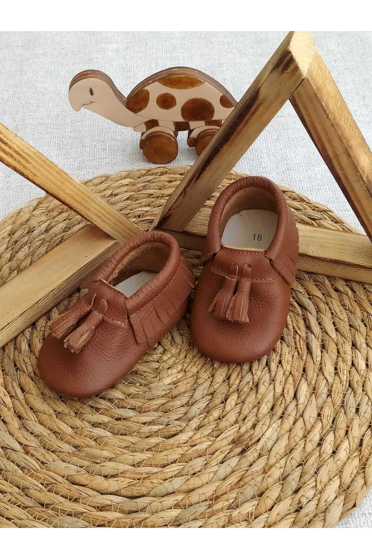 MİNİBİRİ Kıng Model Taba Renk Bebek Makosen Patik Bebek Ayakkabısı