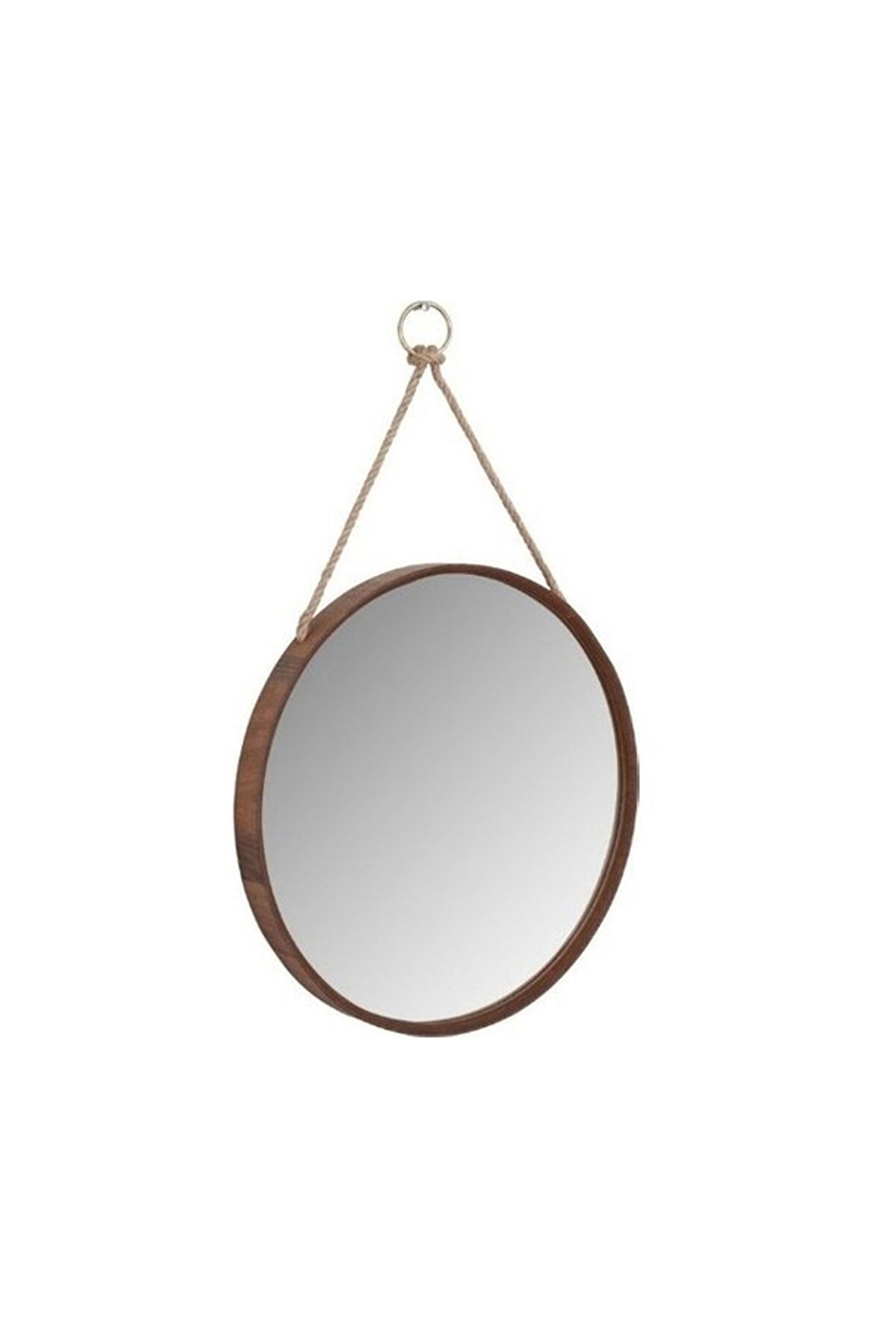 Çelik Ayna Ahşap Çerçeveli Halatlı Dekoratif Ayna