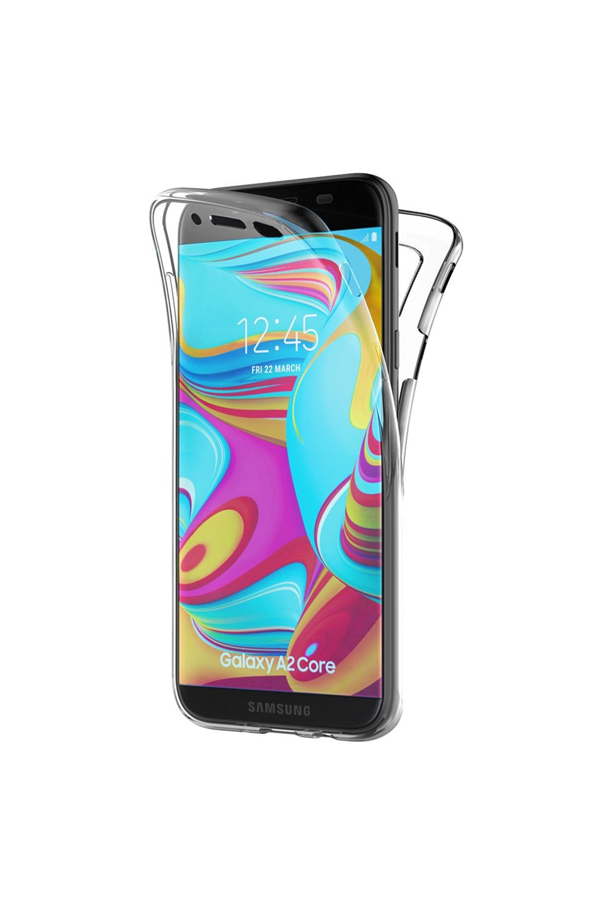 Telefon Aksesuarları Galaxy A2 Core Kılıf, Microsonic 6 Tarafı Tam Full Koruma 360 Clear Soft Şeffaf