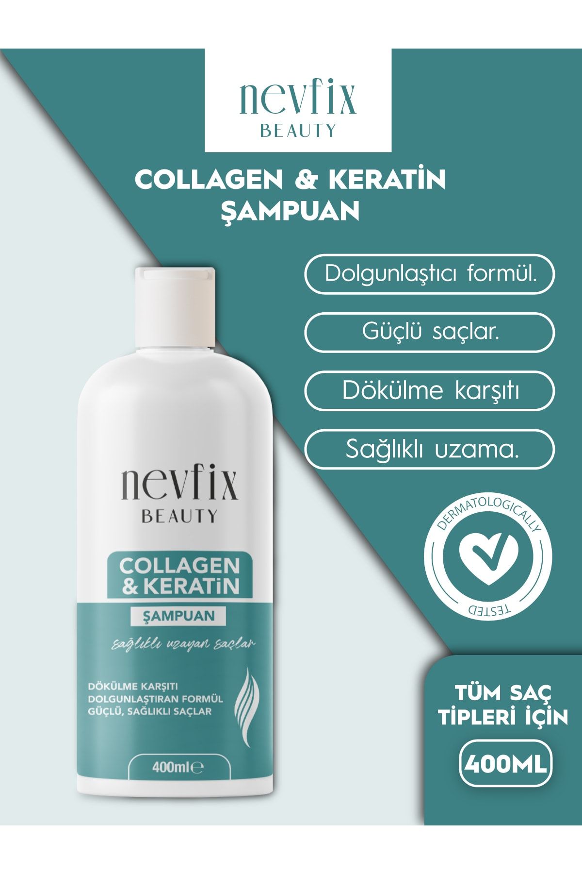 Nevfix Beauty Collagen Keratin Şampuan 400 Ml Dökülme Karşıtı Besleyici Formül