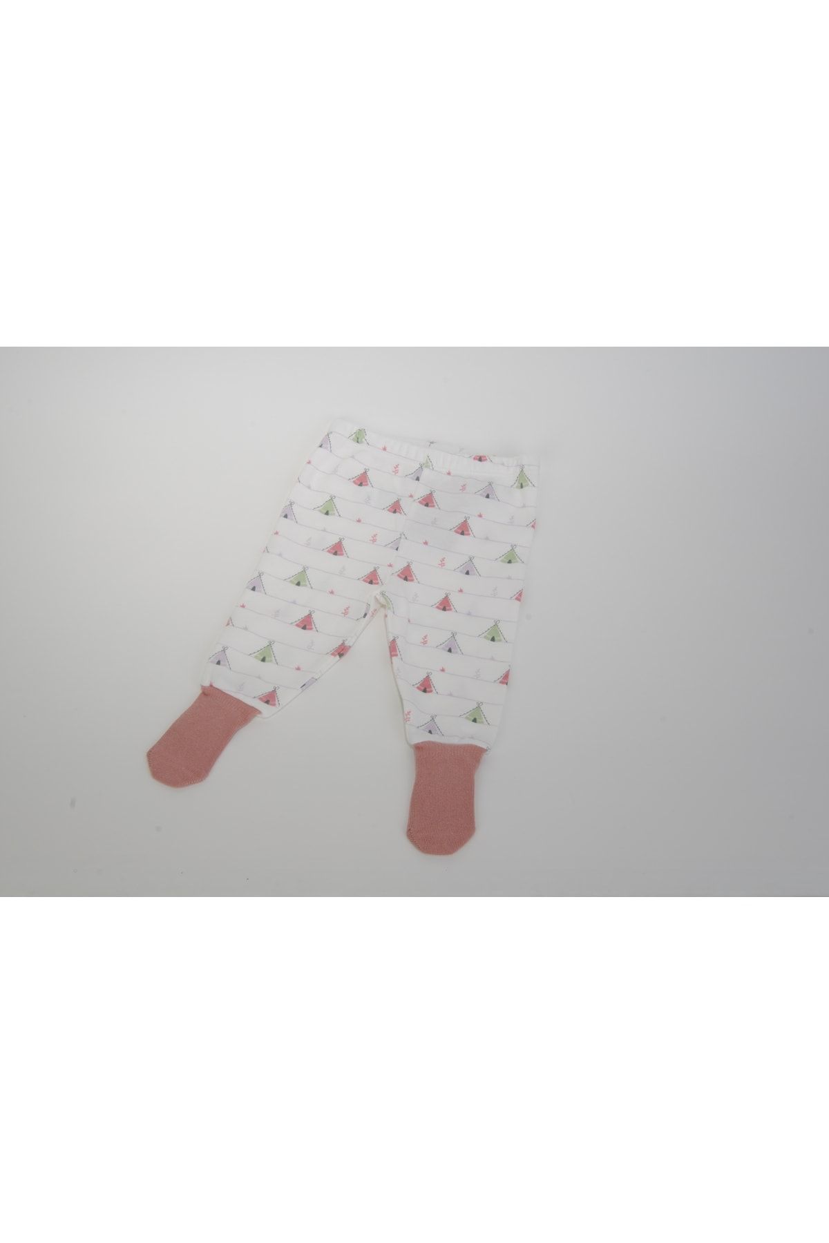 Mother Love Organik Beyaz Desenli Pembe Çoraplı Pijama Altı