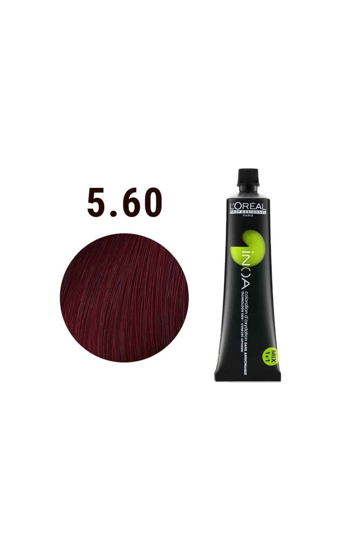 L'oreal Professionnel Inoa 5,60 Natural Light Brown Intense Red Defined Ammonia Free Permament Hair Color Cream 60ml