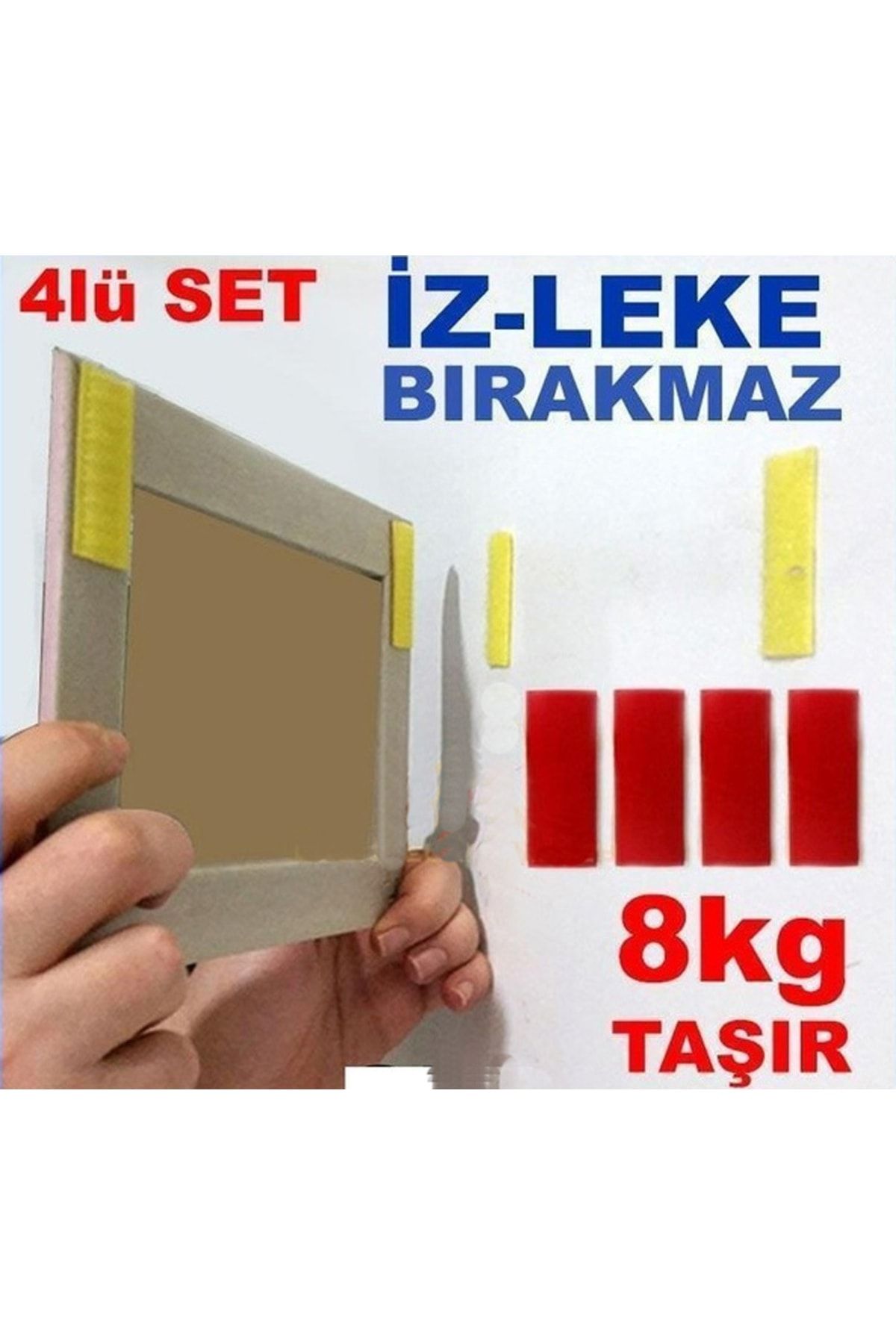 abnturk 4 Adet 4lü Set Çerçeve-tablo Için Iz Bırakmayan Çift Taraflı Cırt Bant