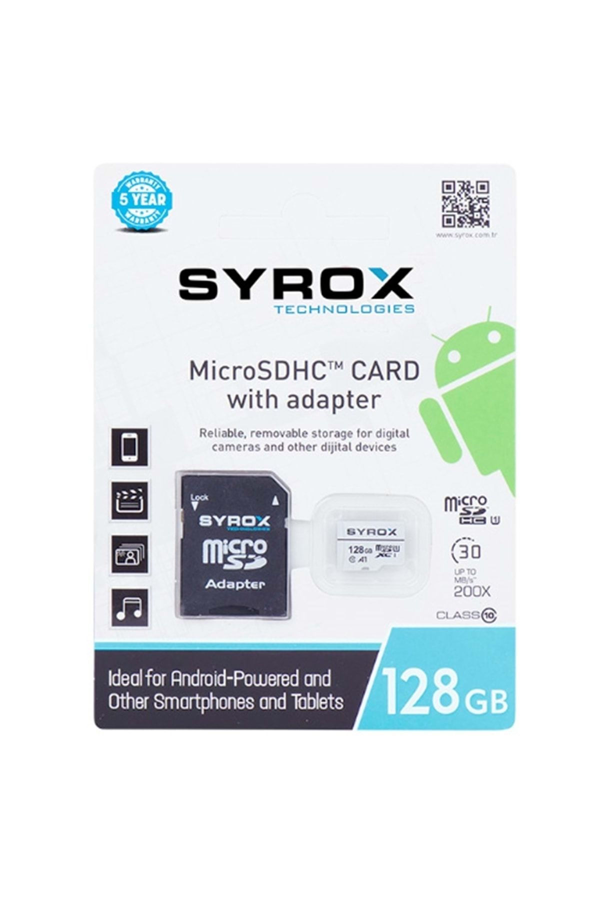 Syrox 128 Gb Microsdhc Class 10 Hafıza Kartı +adaptör