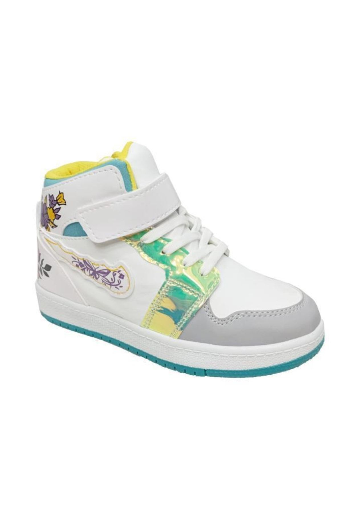 Callion 048 Deri Sneakers Kız Çocuk Spor Ayakkabı Beyaz Buz Su Yeşili