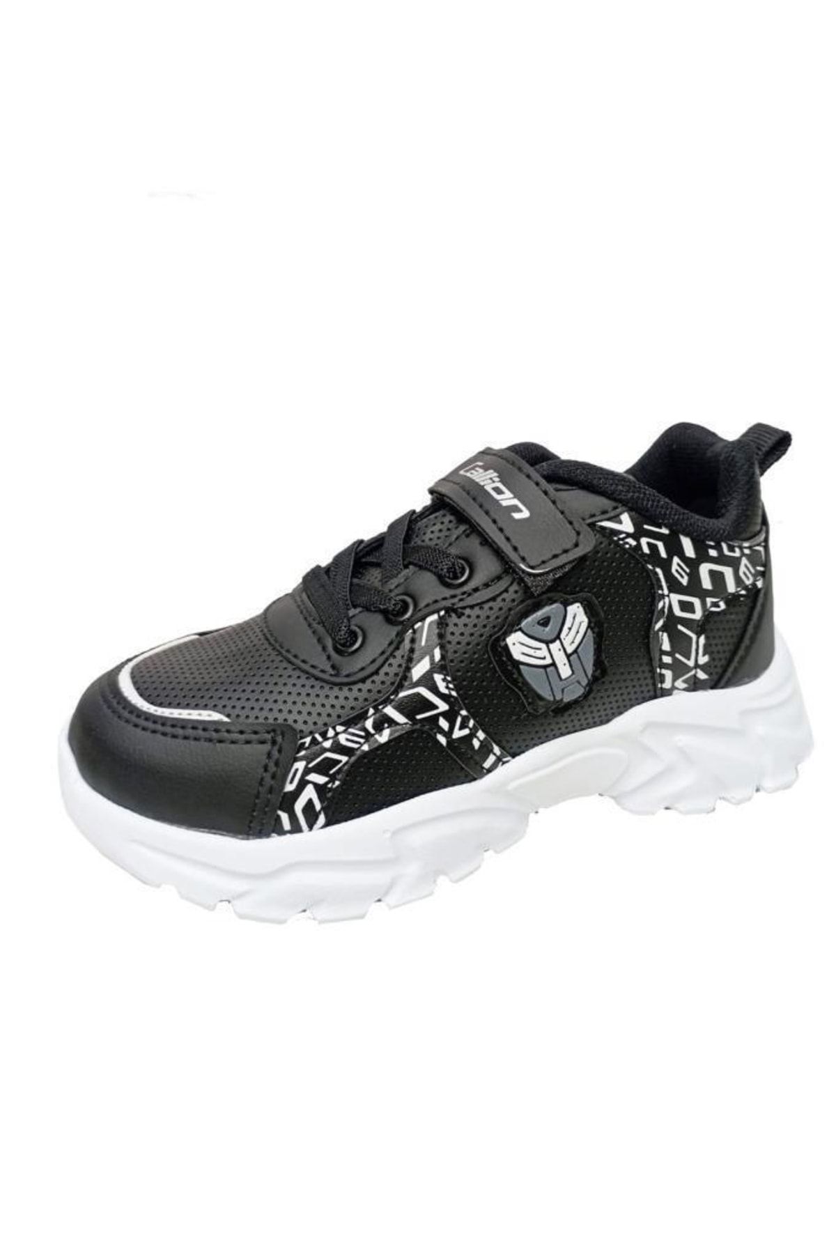 Callion 047 Deri Çocuk Sneakers Ayakkabı 31-35 Siyah Beyaz