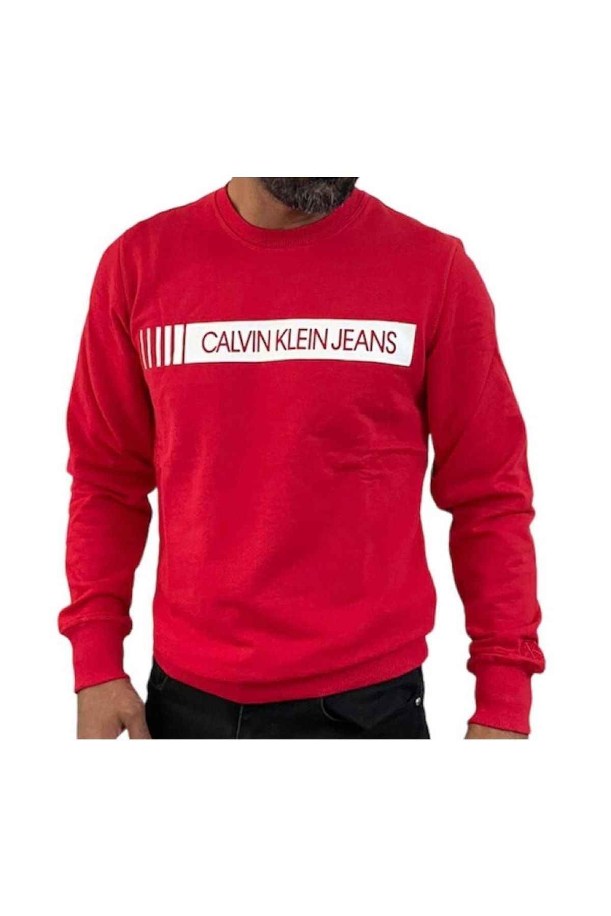 Calvin Klein Organic Cotton Institutional Box Logo Crew Sweatshirt