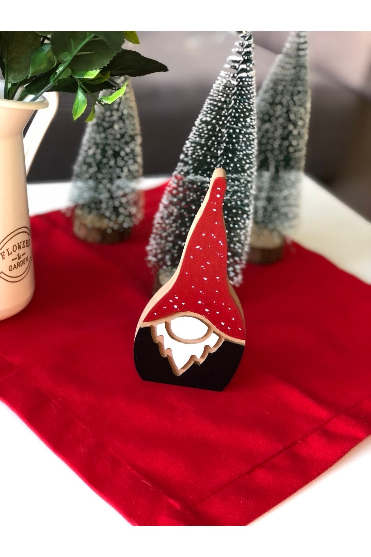 Ayd Home Yılbaşı Gnome Cüce Ahşap 15 Cm Süs Noel Yeniyıl Hediye Christmas Newyear Kırmızı