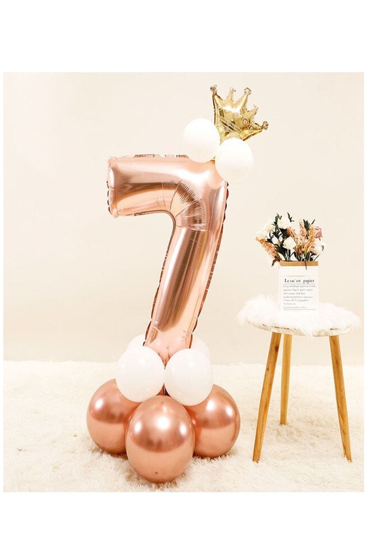 BİDOLUMUTLULUK Kral Taçlı Rosegold Balon Seti Doğum Günü Parti