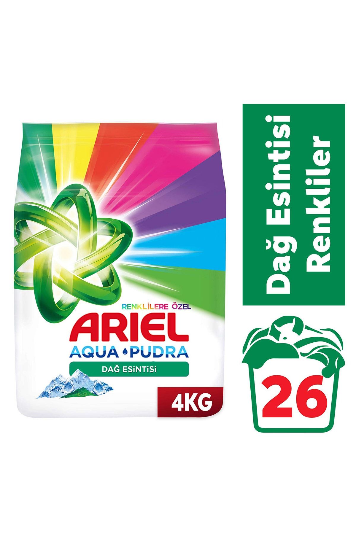 Ariel Dağ Esintisi Renklilere Özel 4 Kg Aquapudra Toz Çamaşır Deterjanı