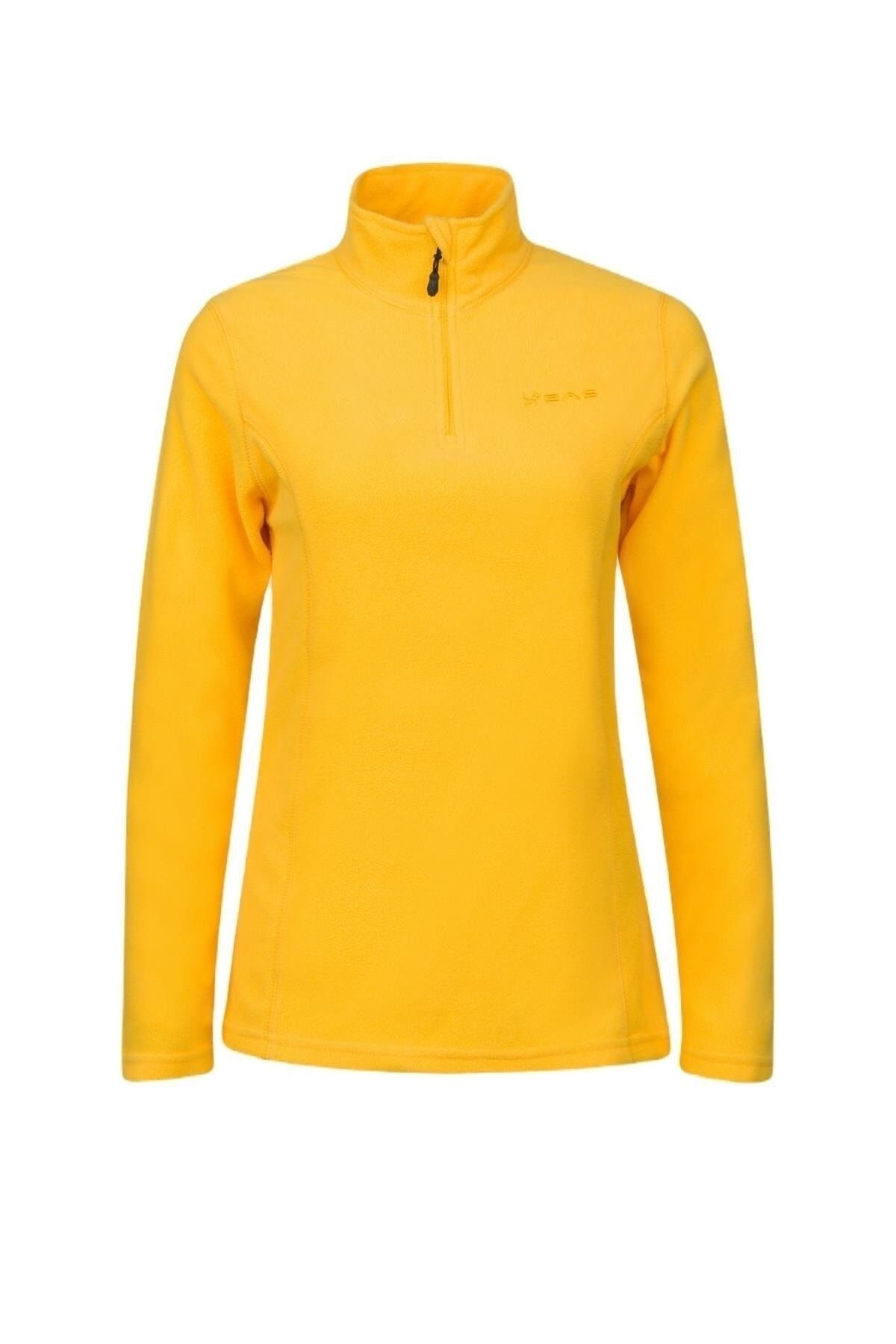 2AS Yarım Fermuarlı Kadın Polar Sweatshirt Sarı Pinna