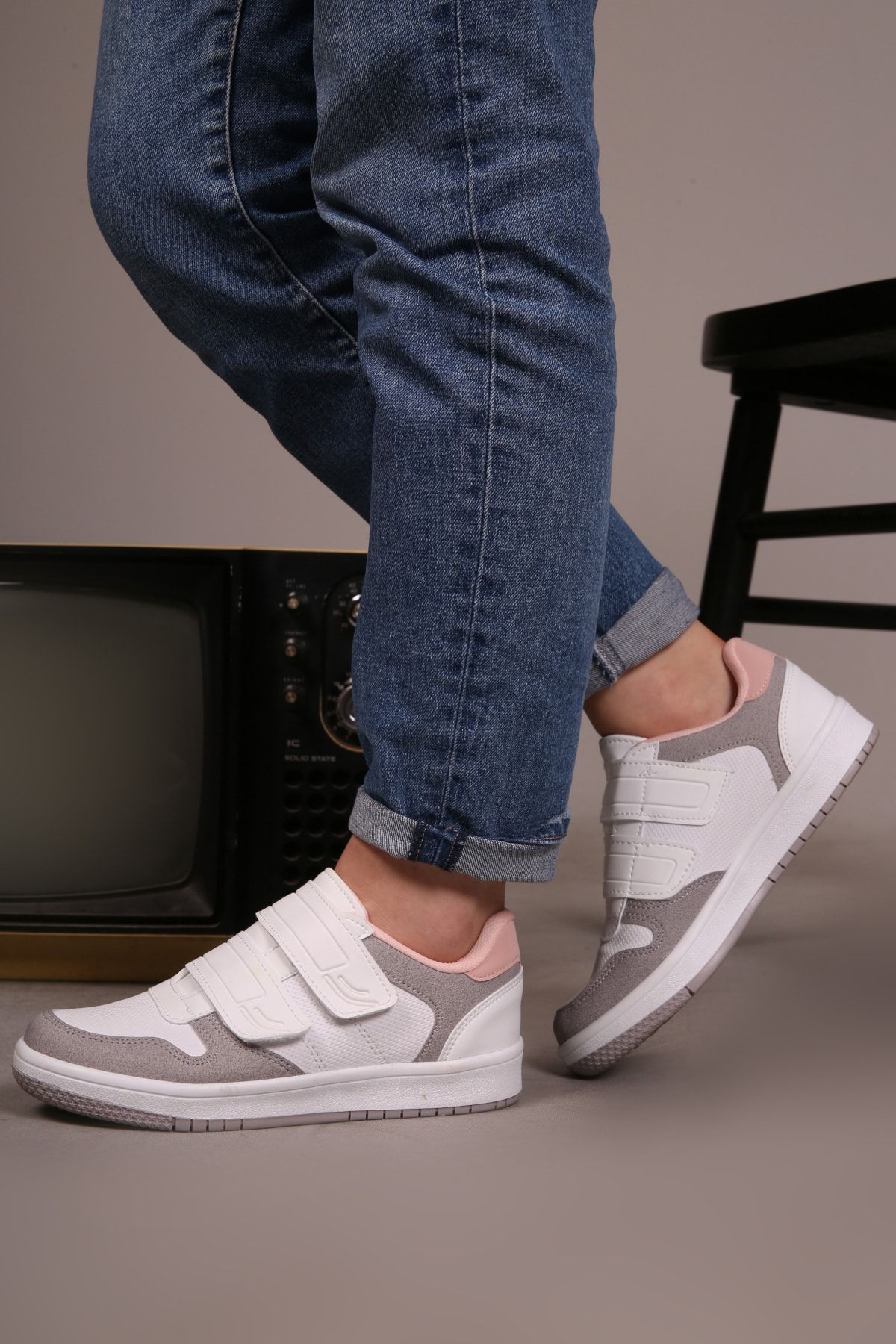 lord's ayakkabı Unisex Beyaz-pudra Bağcıksız Günlük Spor Ayakkabı