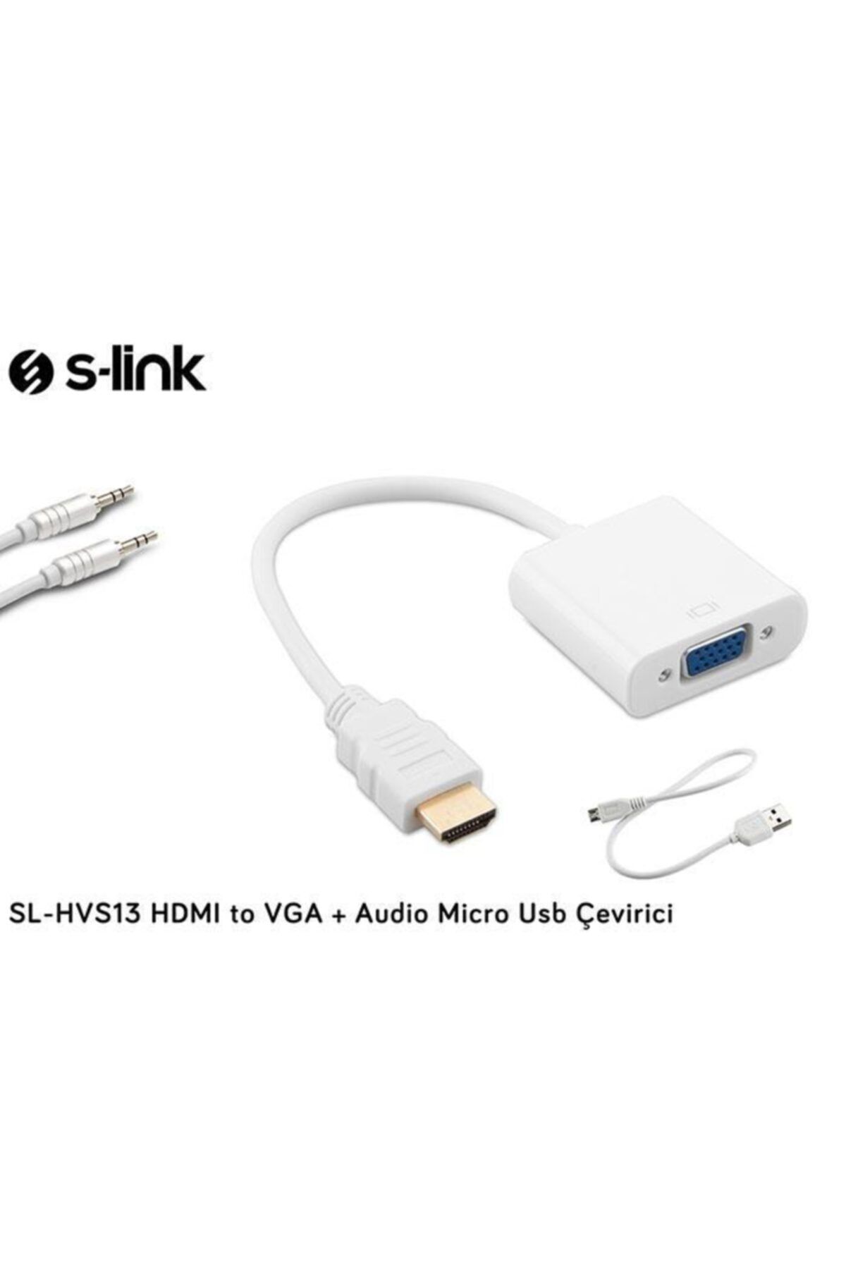 S-Link Sl-hvs13 Hdmı Erkek To Vga Dişi + Audio Micro Usb Çevirici