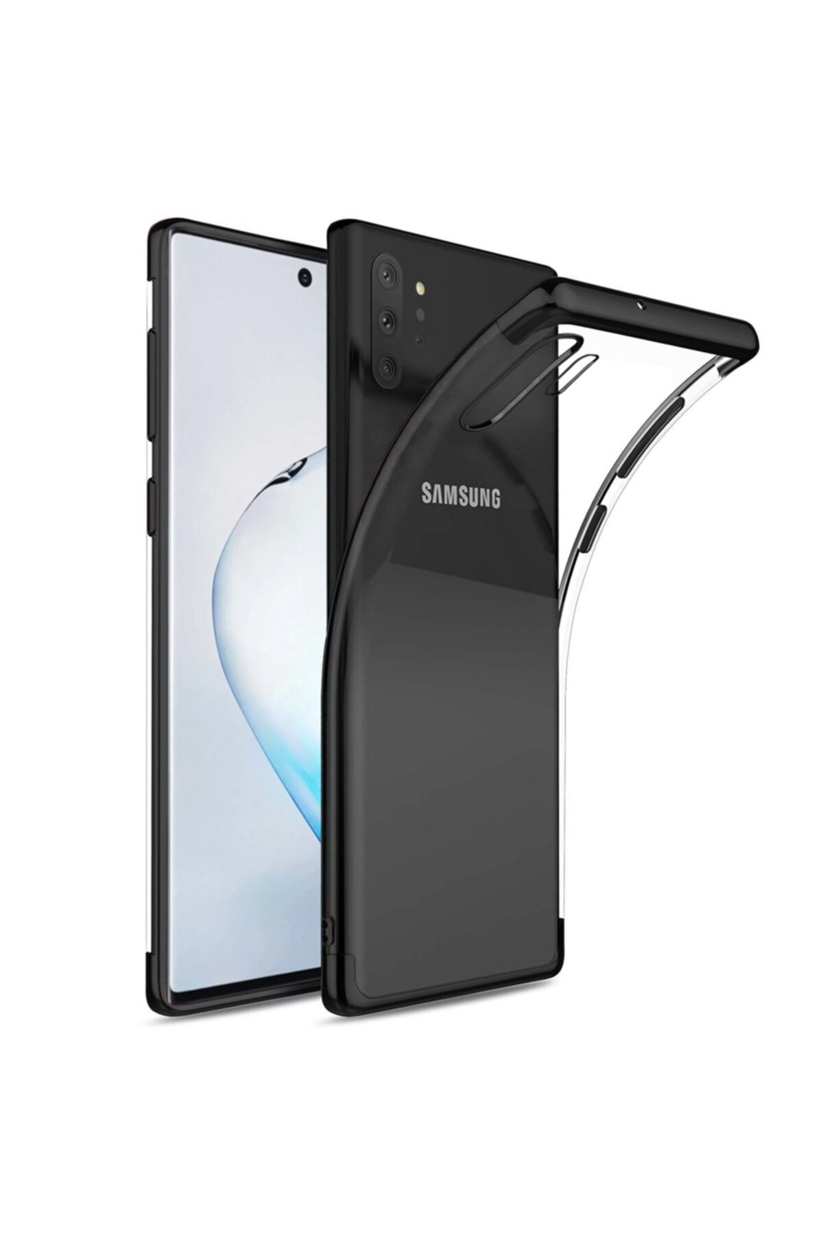 Microsonic Samsung Galaxy Note 10 Kılıf Skyfall Transparent Clear Siyah Uyumlu