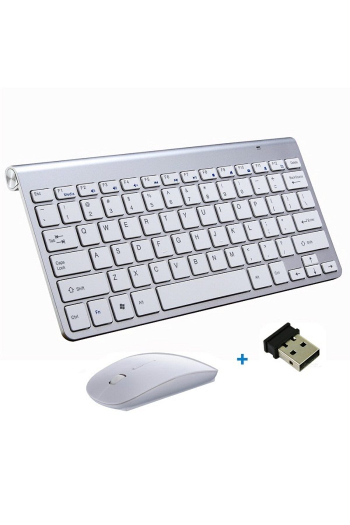BK DESING Özel Şık Tasarım Mini Kablosuz 2.4g Klavye Ve Mause Taşınabilir Mini Harici Set (beyaz)