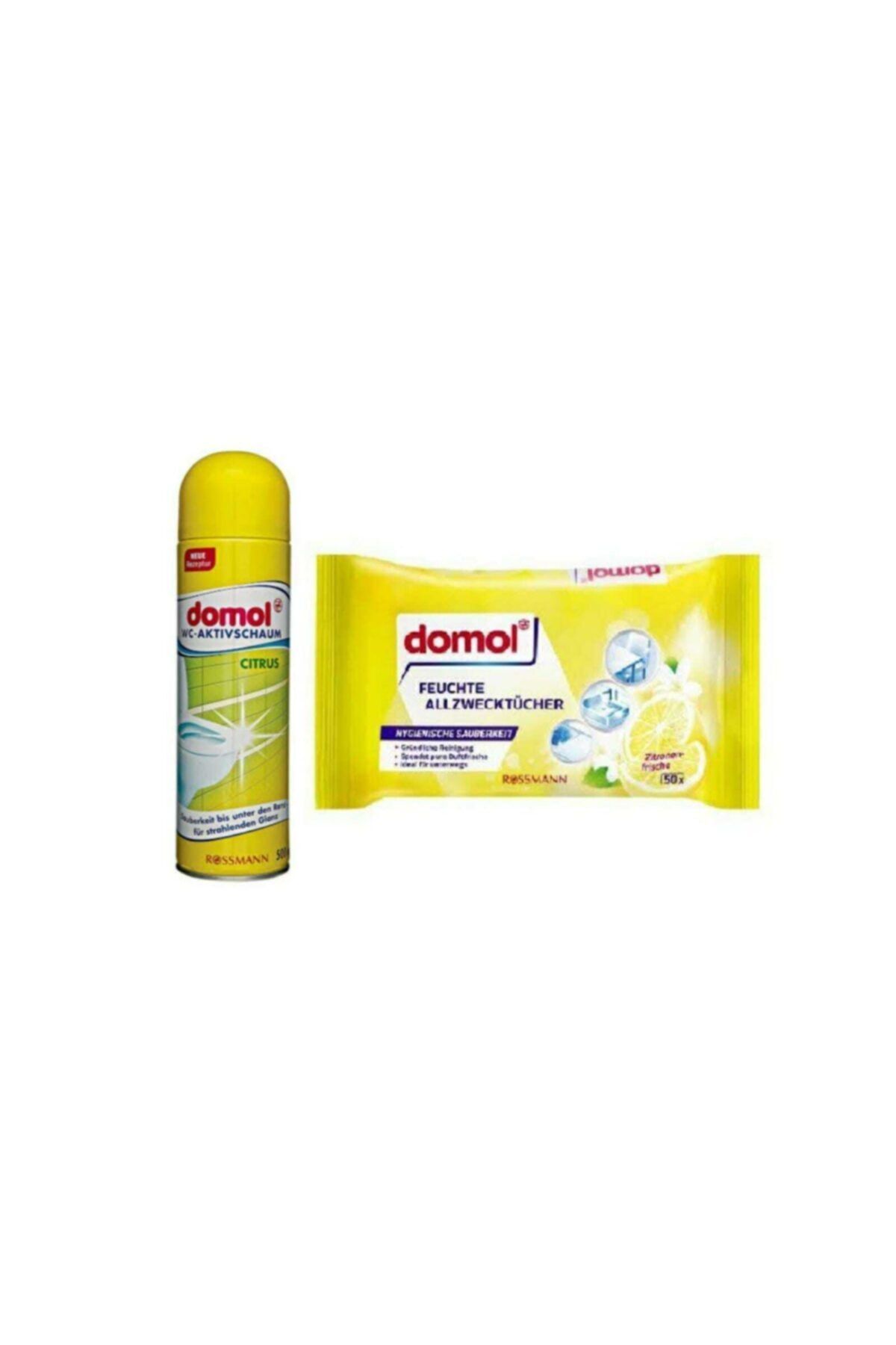 Domol Limon Kokulu Temizleme Bezi + Wc Aktif Temizlik Köpüğü Seti