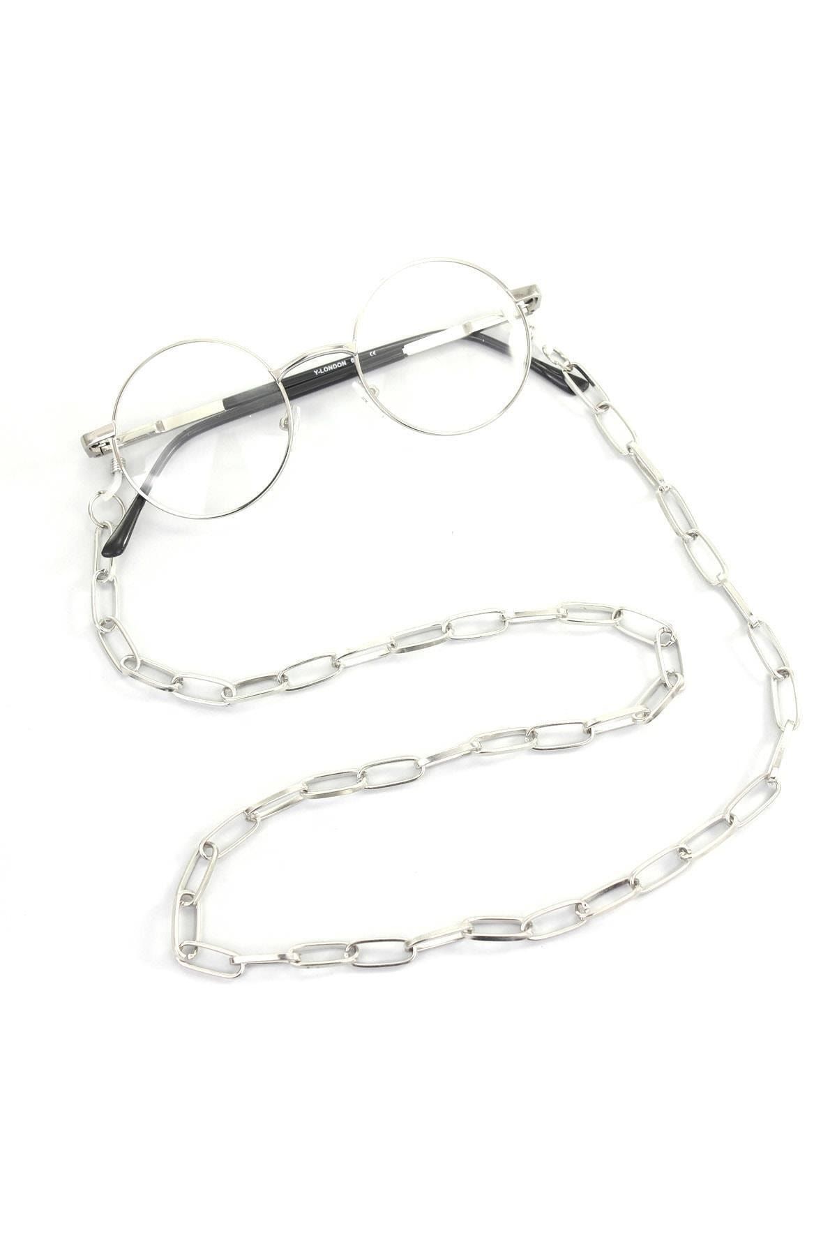 Marbling Kadın Gözlük Zinciri Uzun Oval Zinciri I Silver