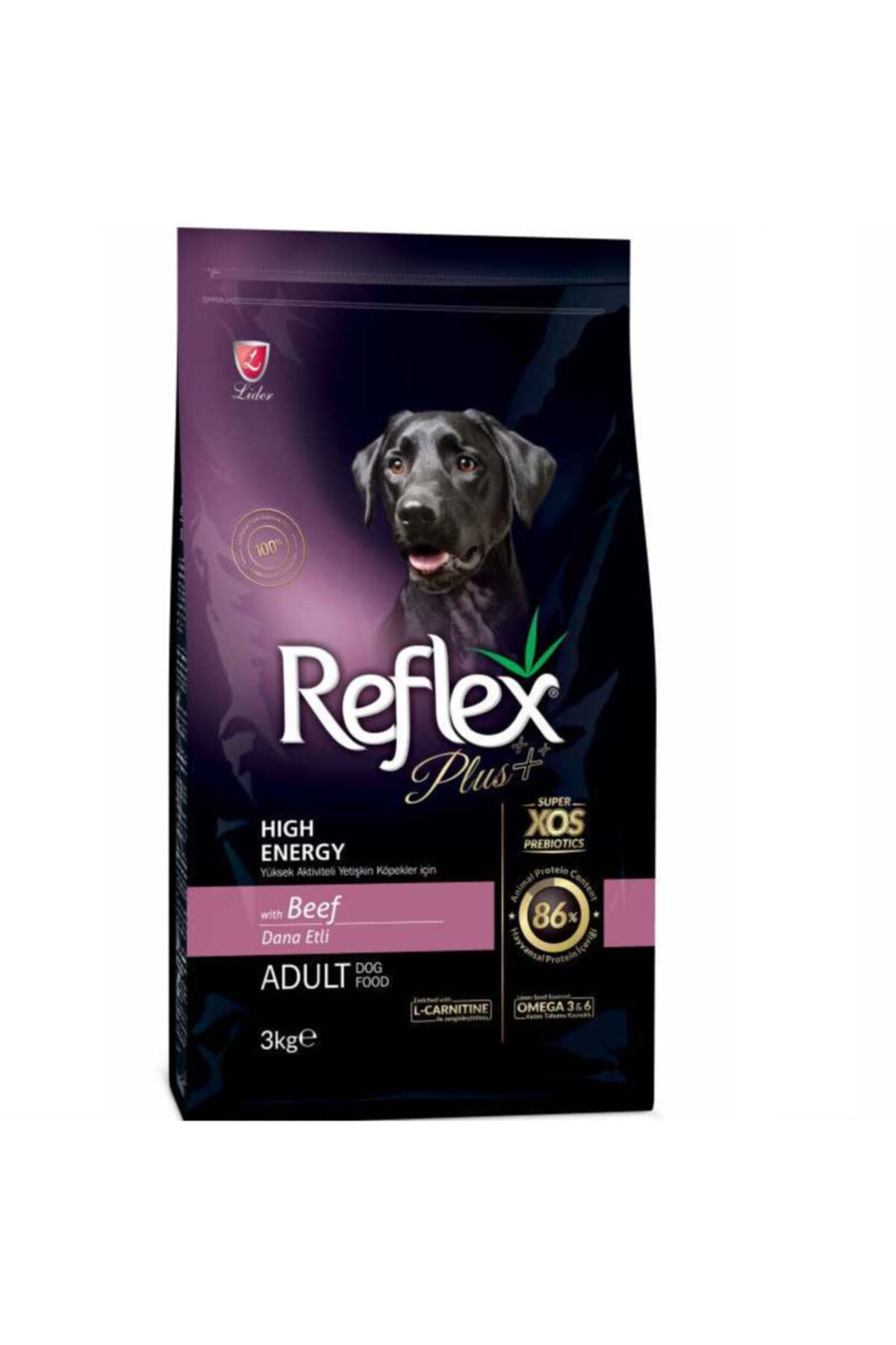 Reflex Plus Yüksek Aktiviteli Yetişkin Köpekler Için Dana Etli Köpek Maması 3 Kg