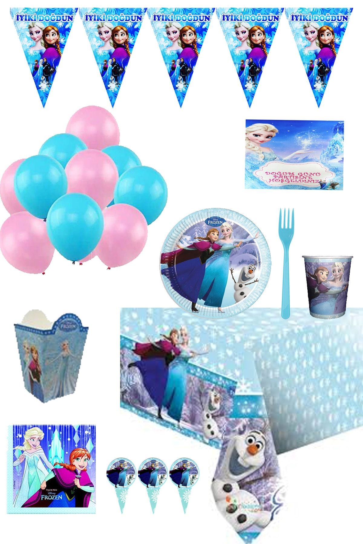 Frozen 16 Kişilik Doğum Günü Parti Seti