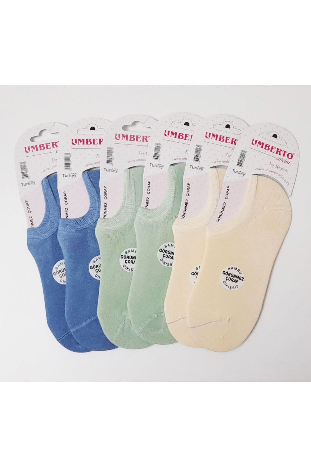 Umberto Kadın Renkli Dikişsiz Bambu Soket Çorap 6 Adet