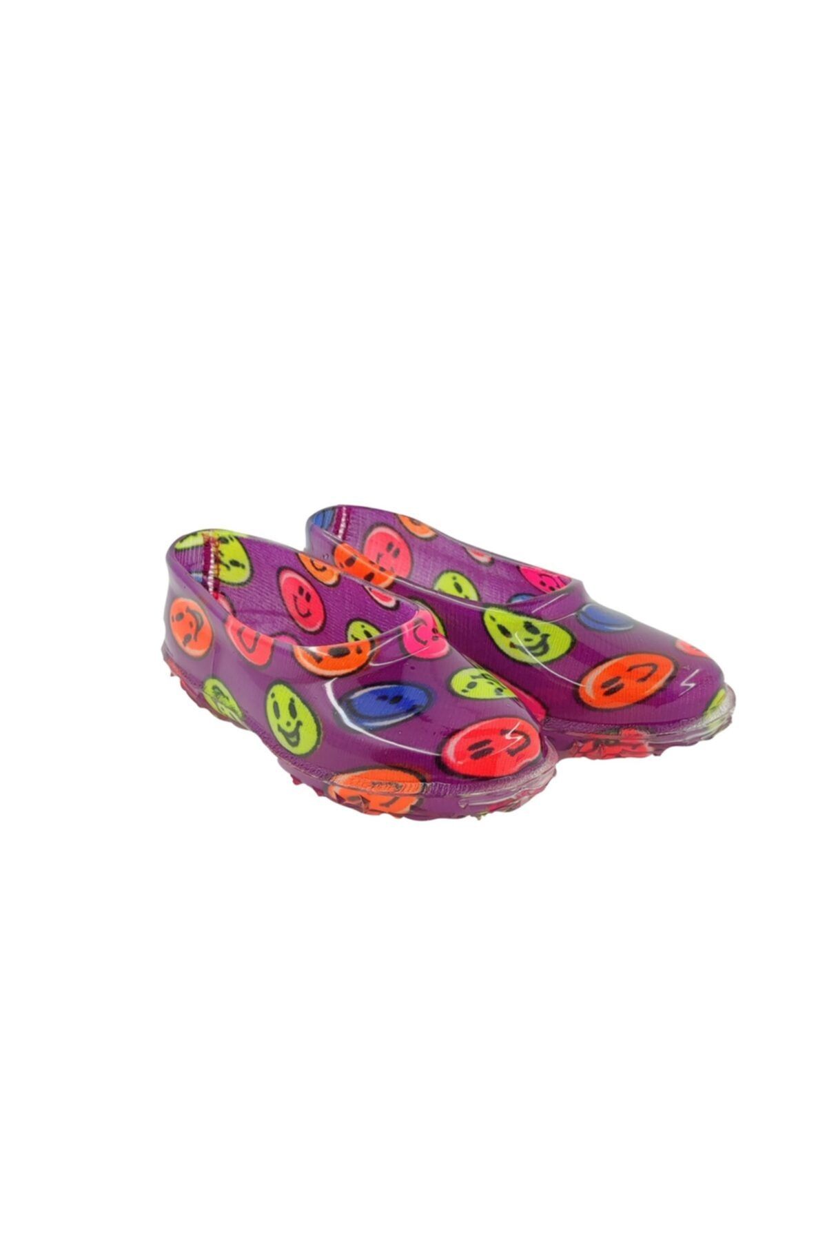 fafatara Mor Renkli Emoji Desenli Çoçuk Lastik Ayakkabı