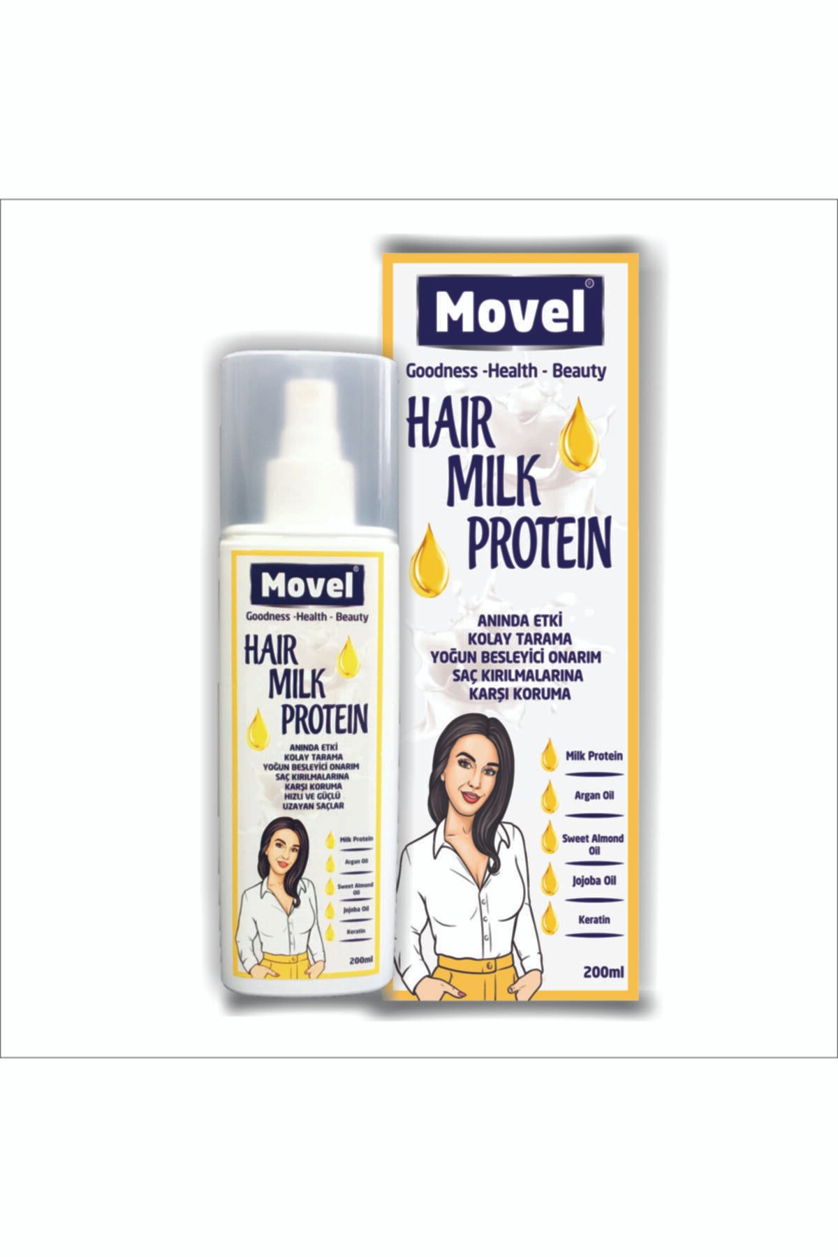movel Hair Milk Protein Saç Düzleştirici Ve Besleyici Sprey 200 ml