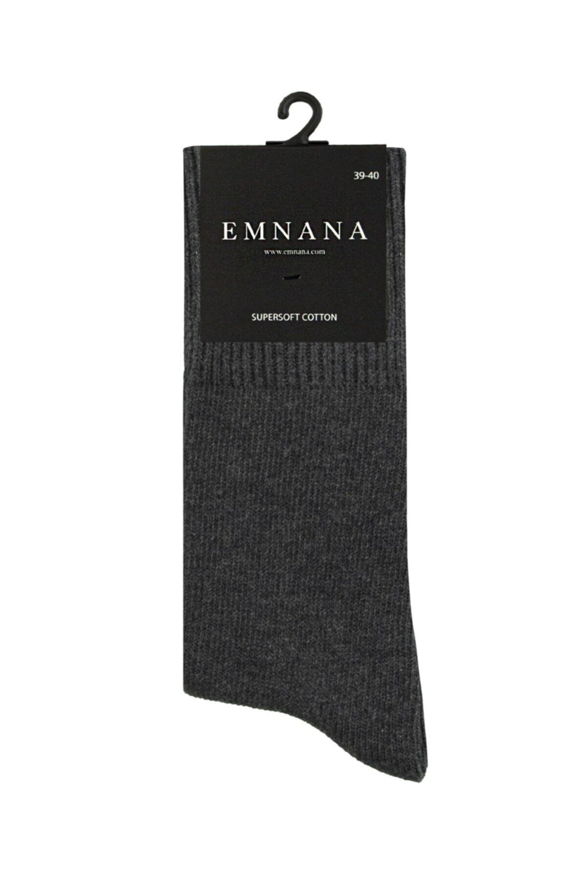 EMNANA 5 Adet Kalın Pamuklu Kışlık Erkek Çorap - Antrasit