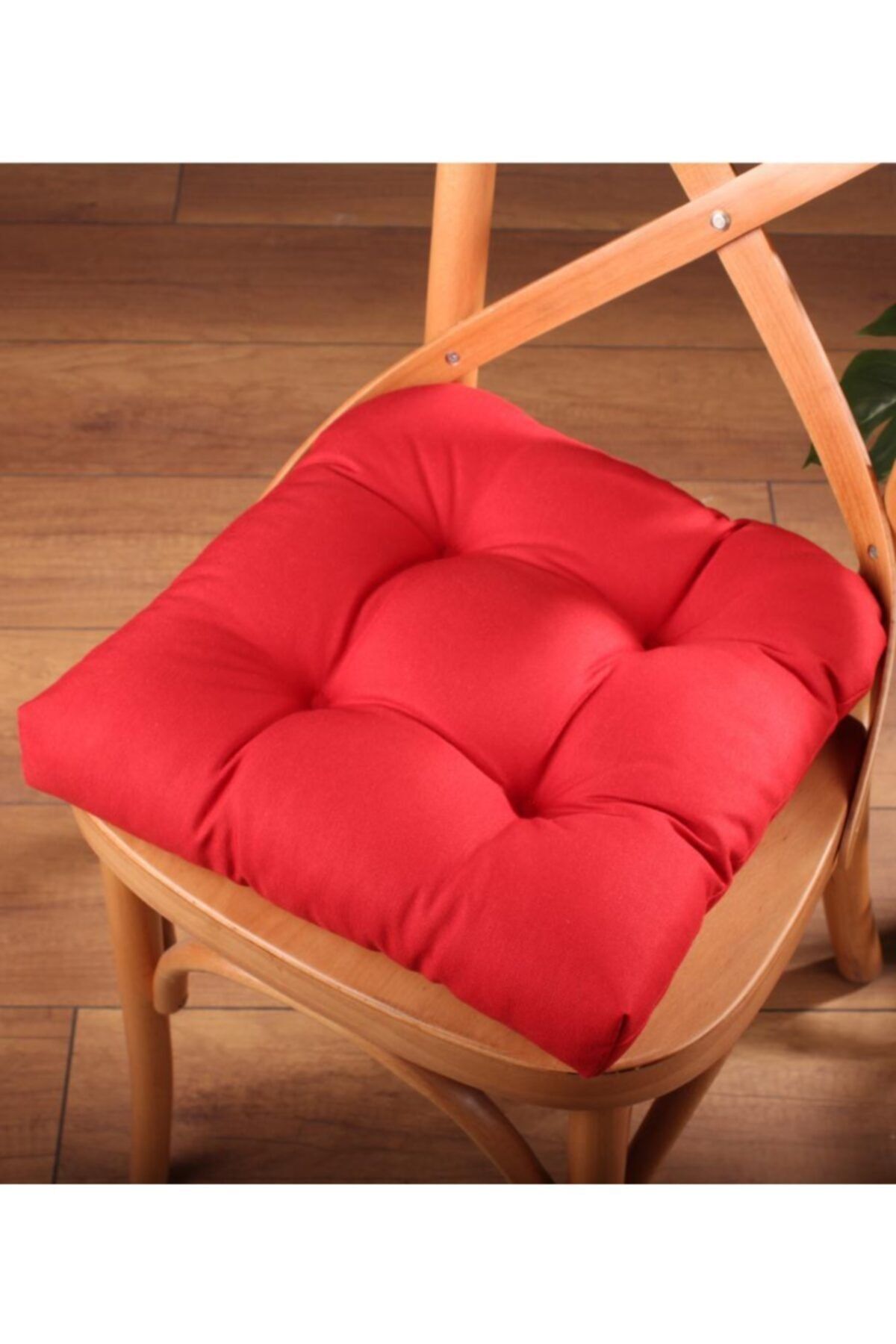 ALTINPAMUK Gold Pofidik Bordo Sandalye Minderi Özel Dikişli Bağcıklı 40x40cm