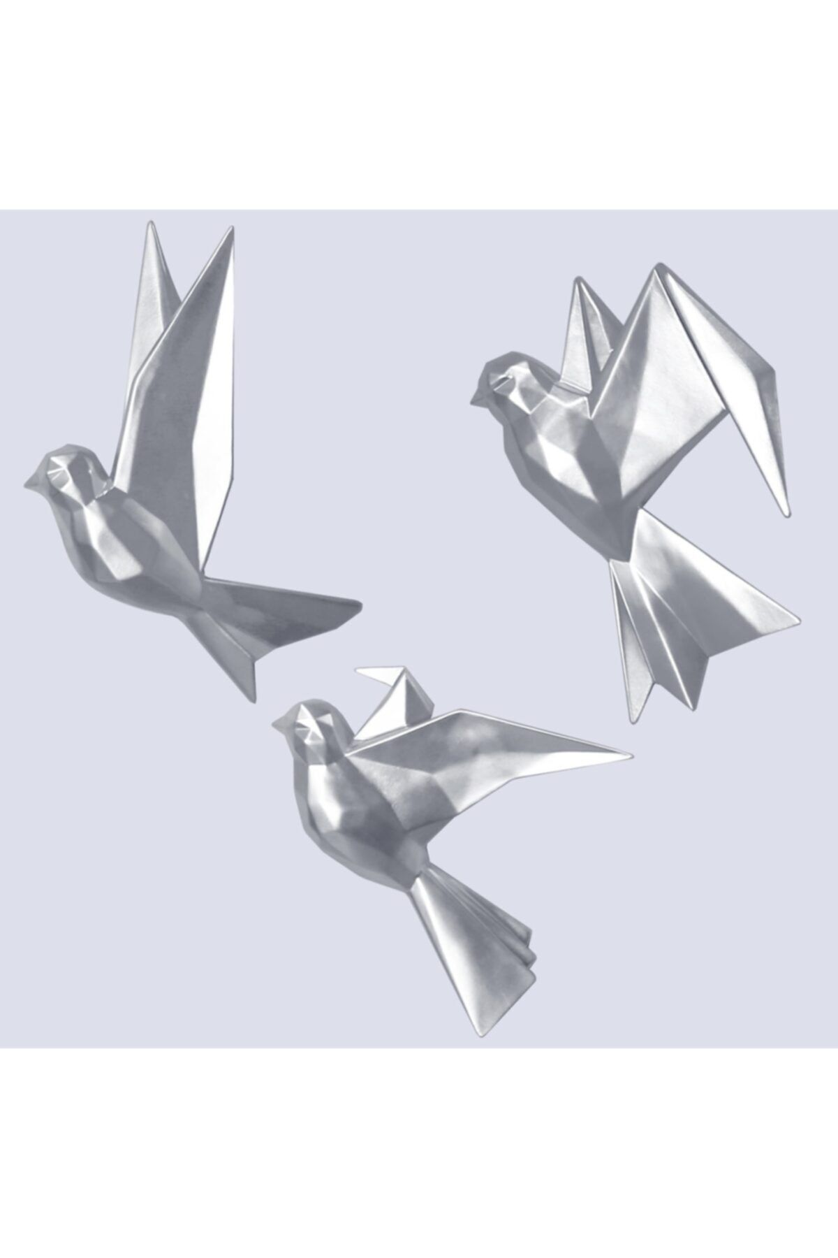 Selim Mouette Dekoratif Kuş Gümüş 3'lü