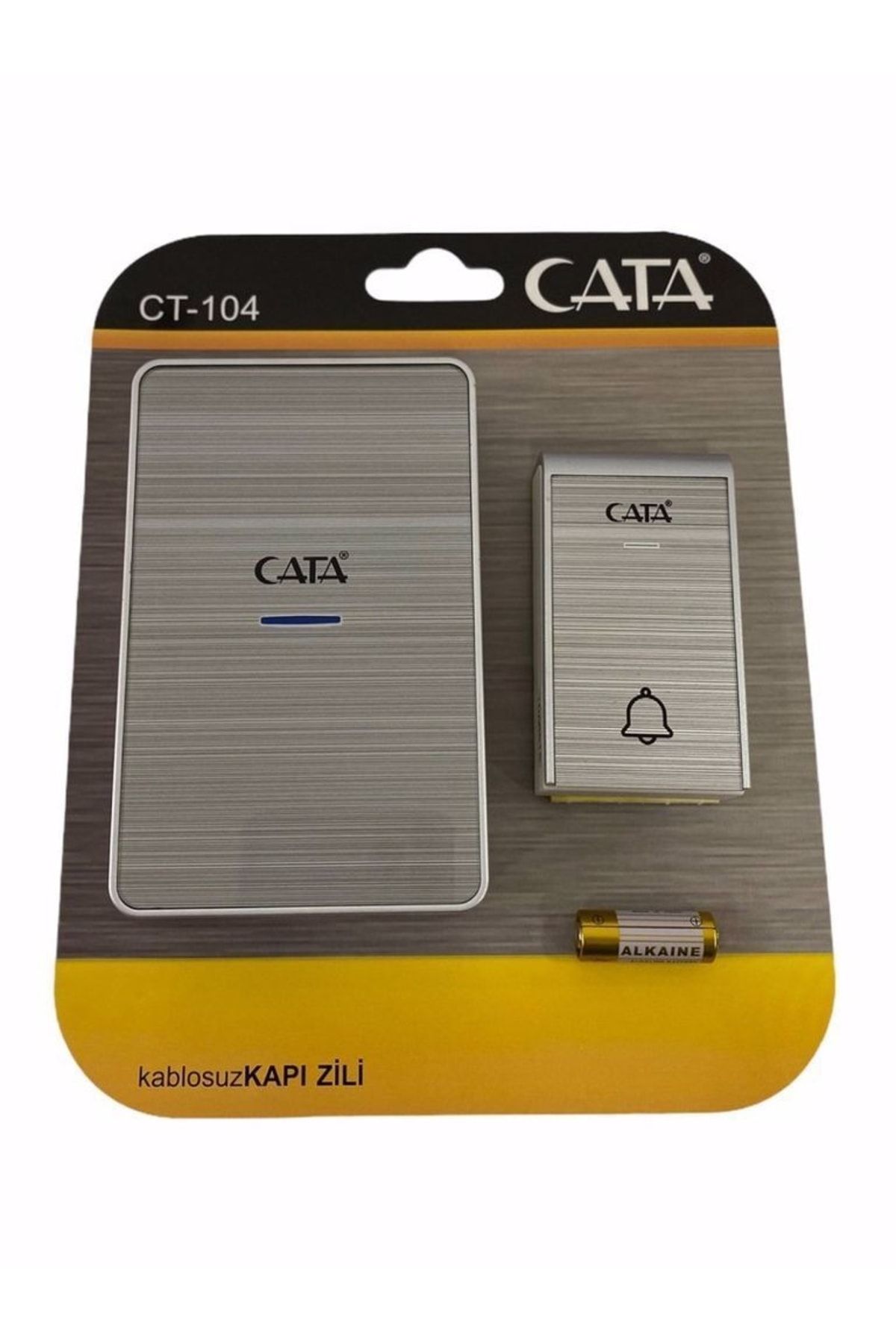 Cata Cara Lüx Model Led Işıklı Kablosuz Uzaktan Kumandalı Kapı Zili Gri Ct-104