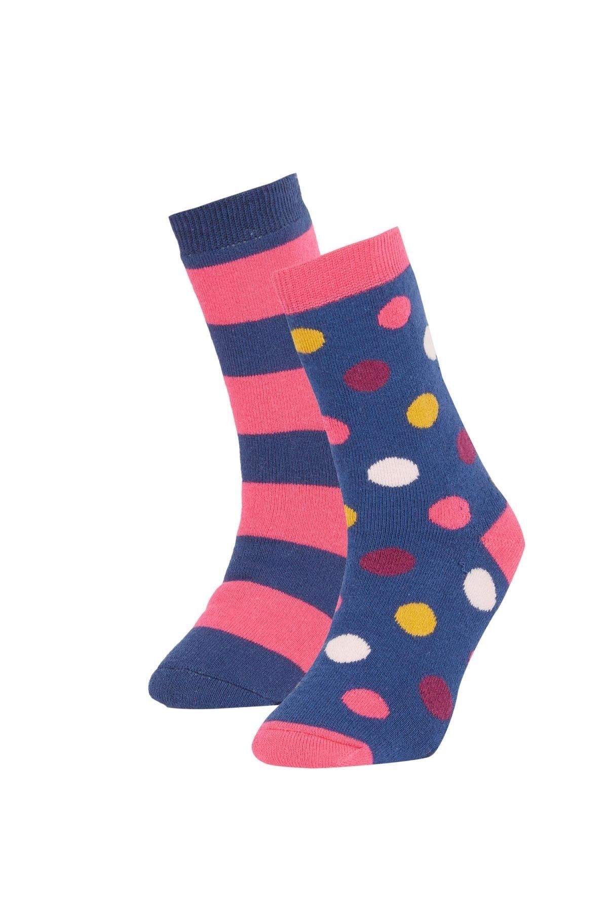 Defacto Kız Çocuk 2'li Pamuklu Havlu Çorap