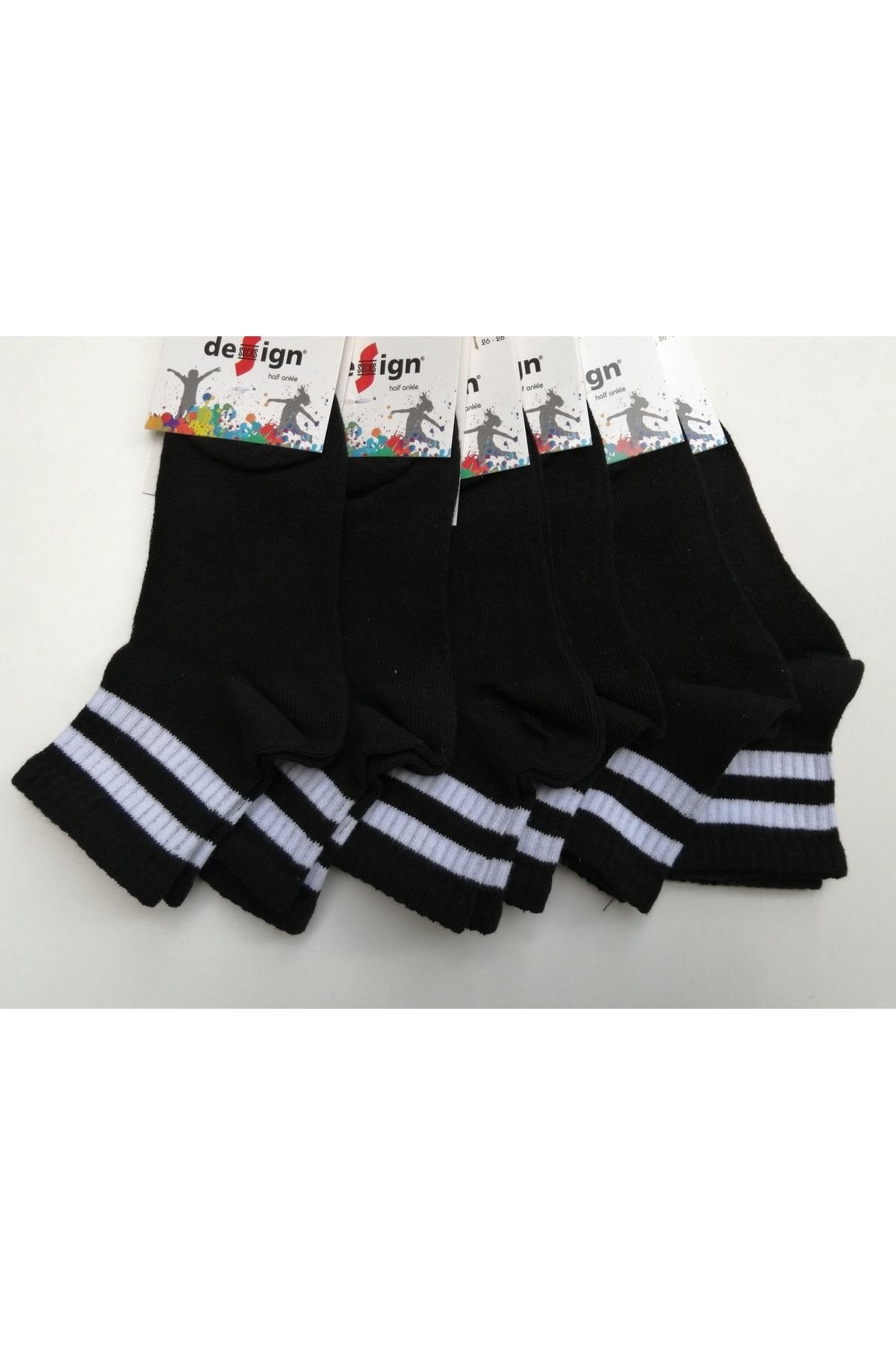 Design Socks 6'lı Desing Çizgili Patik Çocuk Çorabı