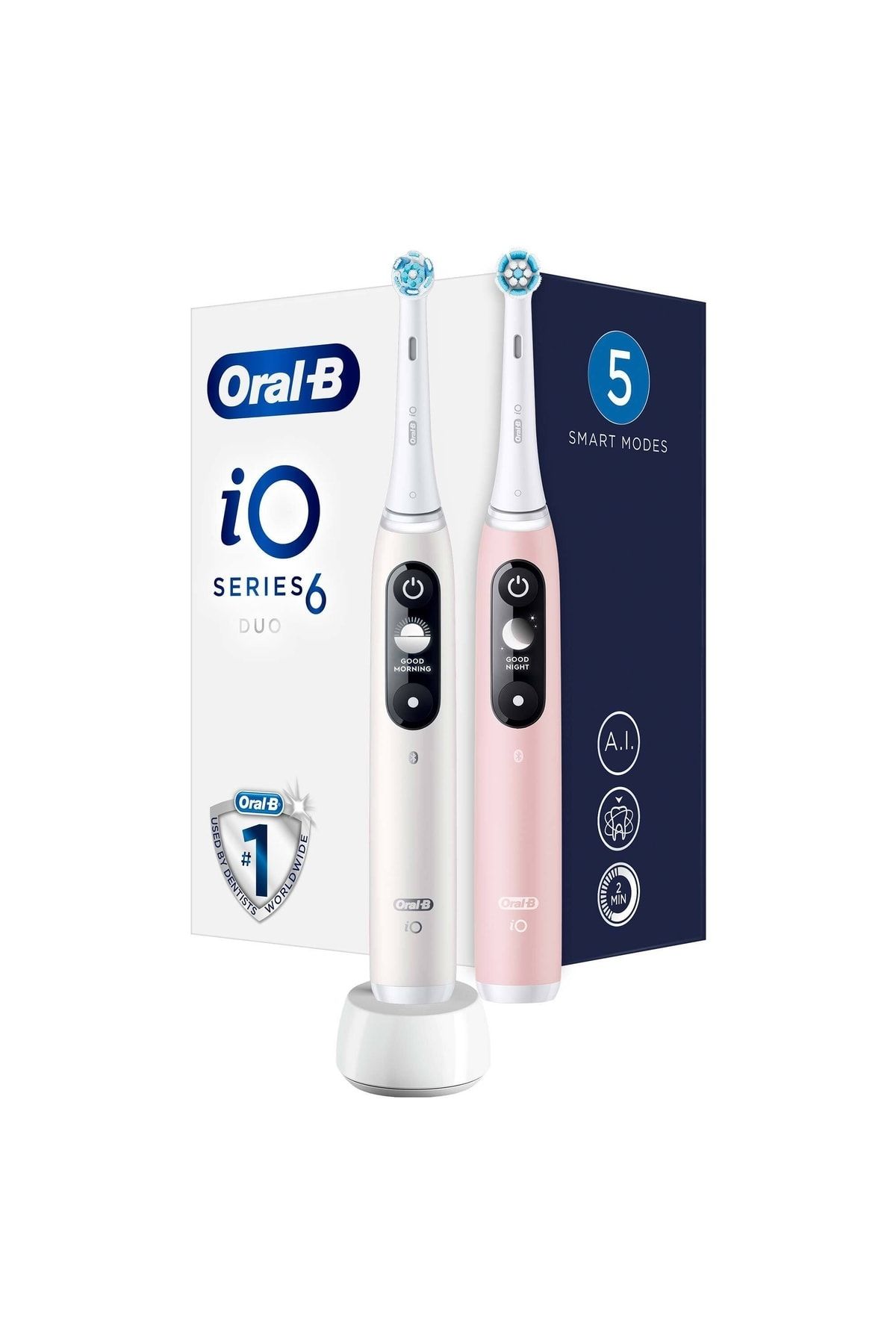 Oral-B iO 6 Şarjlı Diş Fırçası Seti 2'li - Beyaz/pembe
