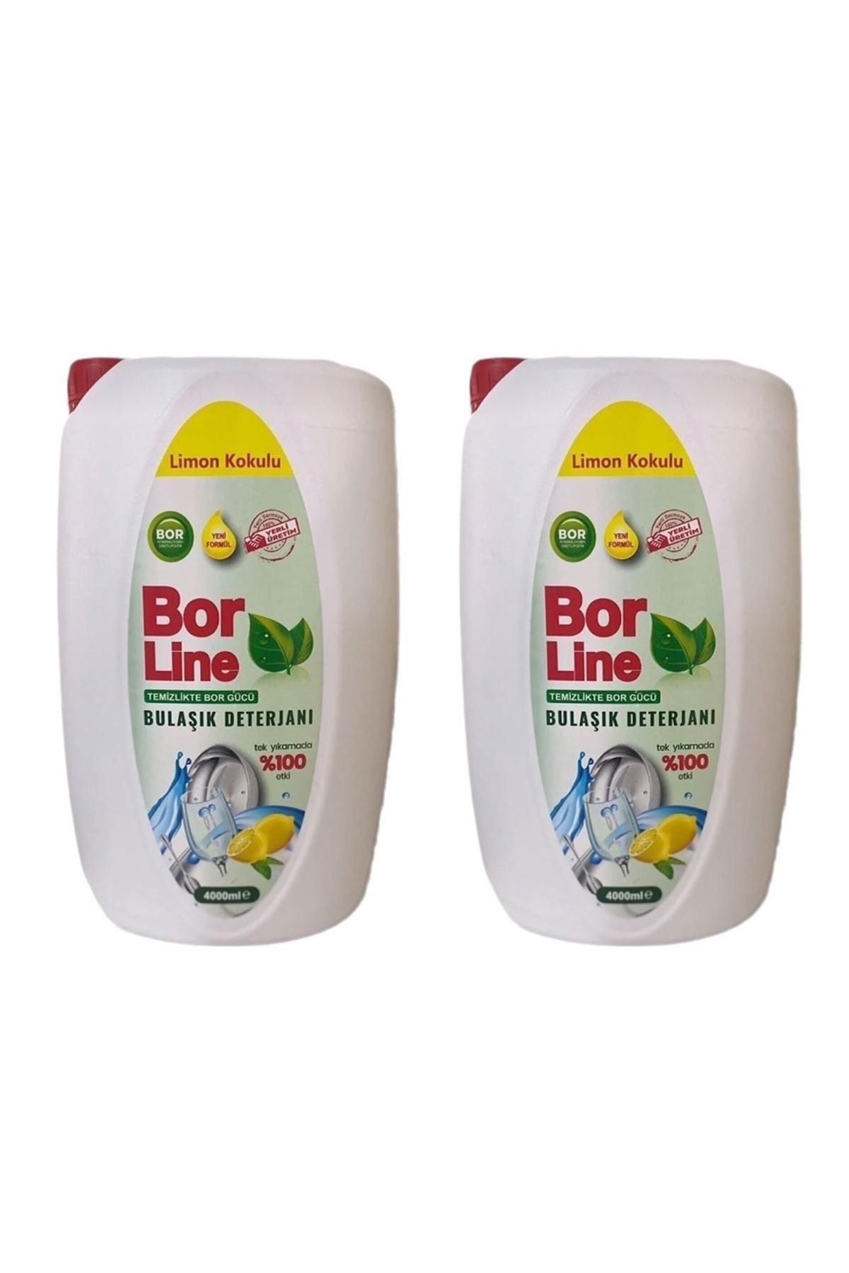 BORLINE Bor Katkılı Sıvı Bulaşık Deterjanı 4lt Limon Kokulu 2 Adet