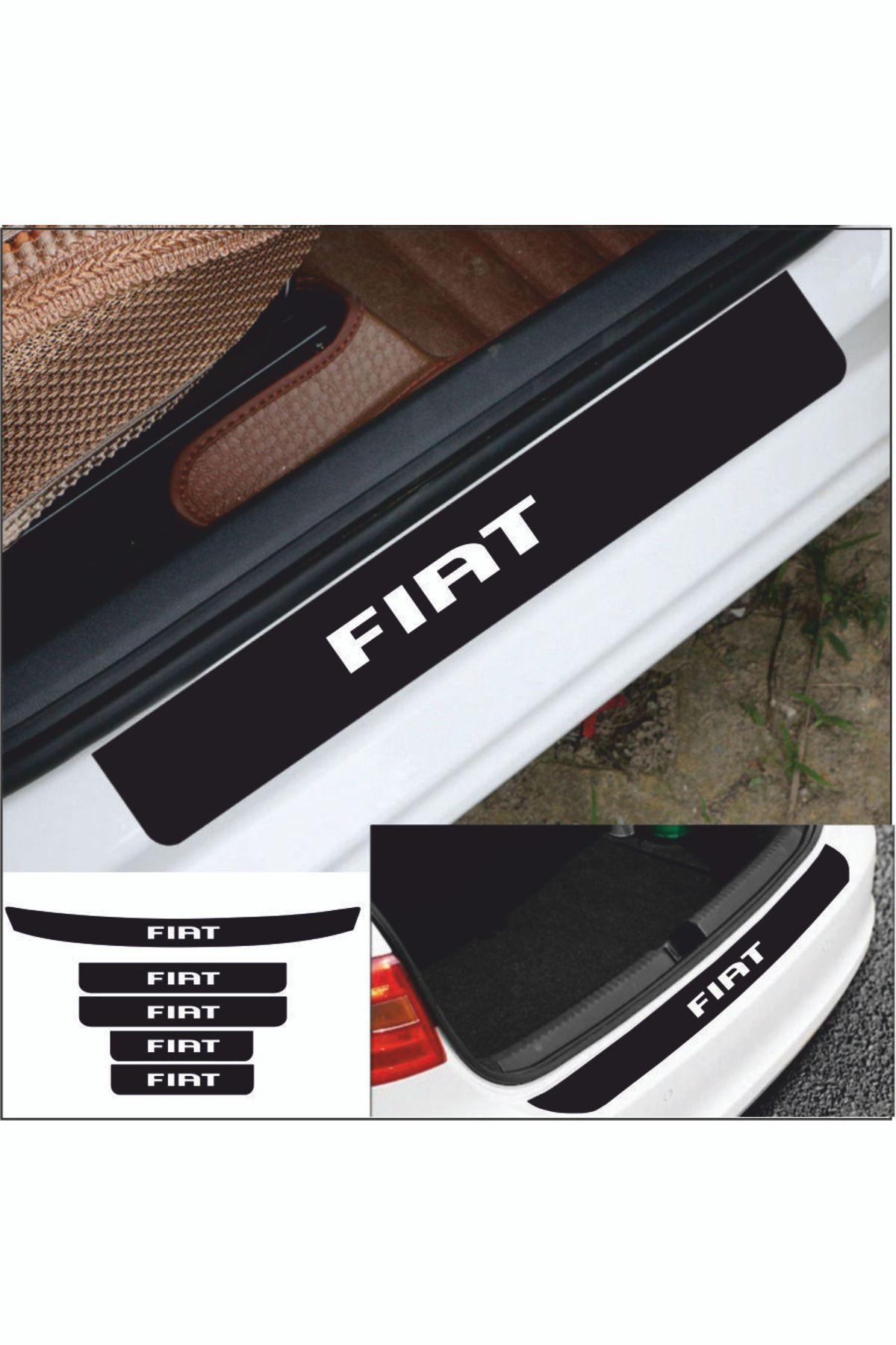 Genel Markalar Fiat Linea Için Bagaj Ve Kapı Eşiği Piano Black Oto Sticker Set
