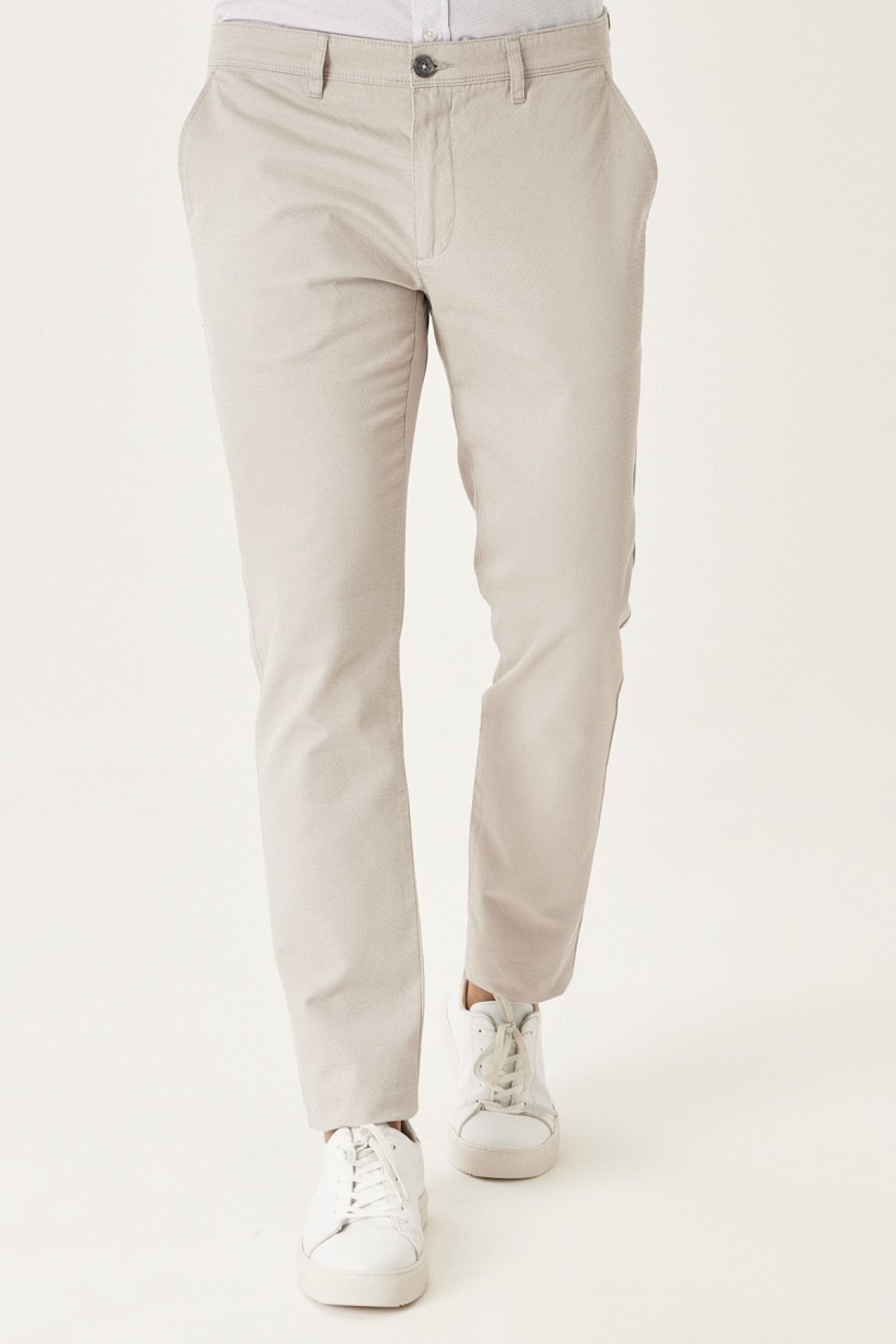AC&Co / Altınyıldız Classics Erkek Taş Slim Fit Dar Kesim %100 Pamuk Armürlü Chino Pantolon