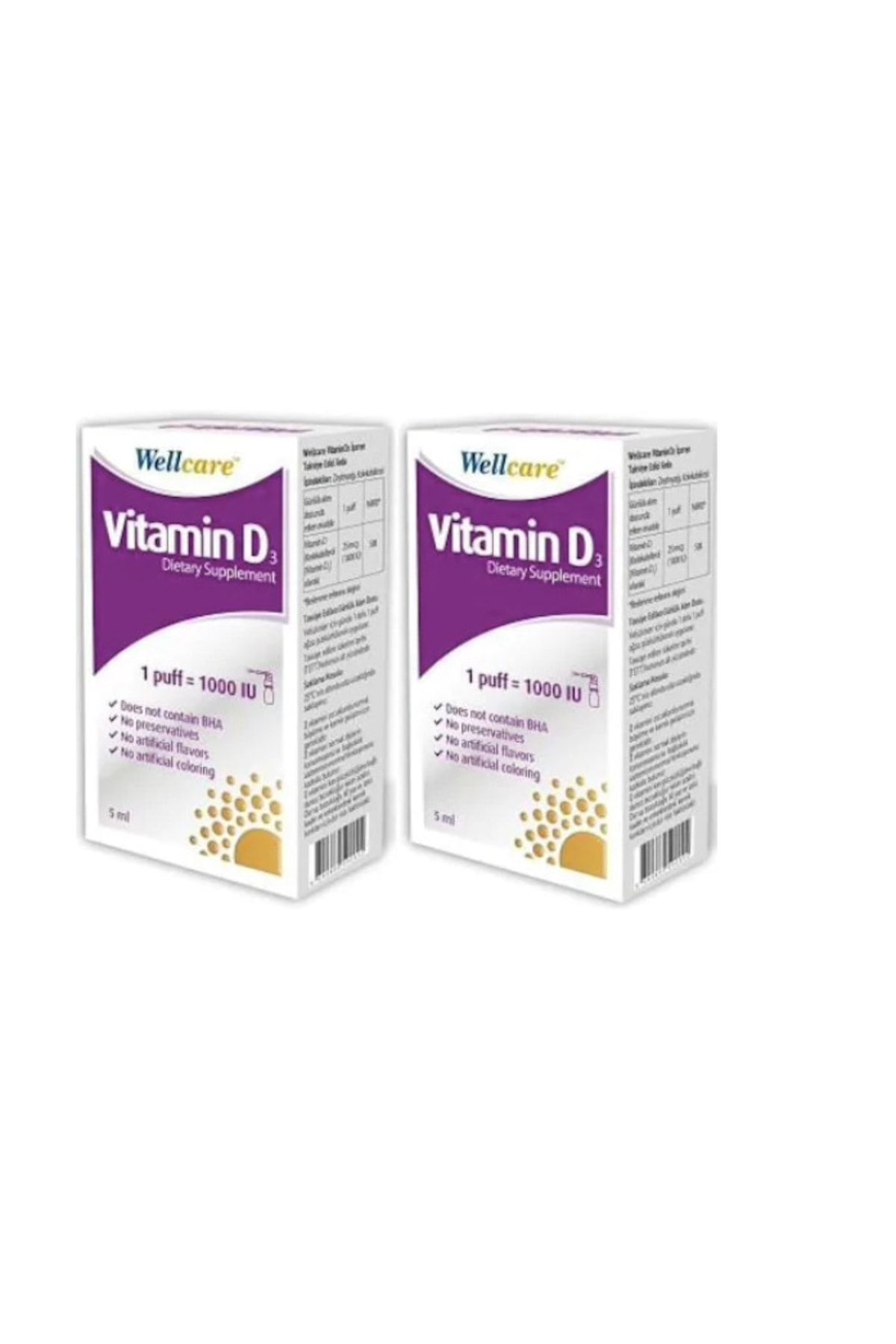Wellcare Vitamin D3 1000 Iu 5 Ml Sprey 2'li Paket