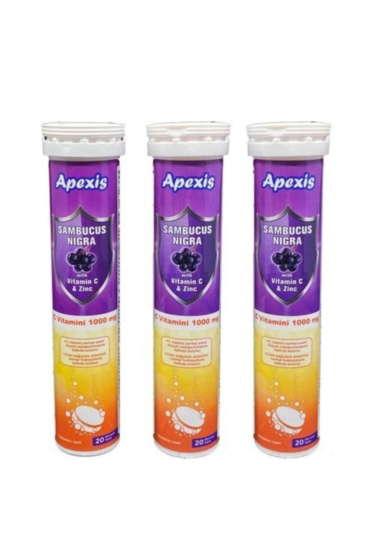 Apexis Sambucus Nigra Vitamin C & Zinc 1000 Mg 3*20 Tablet