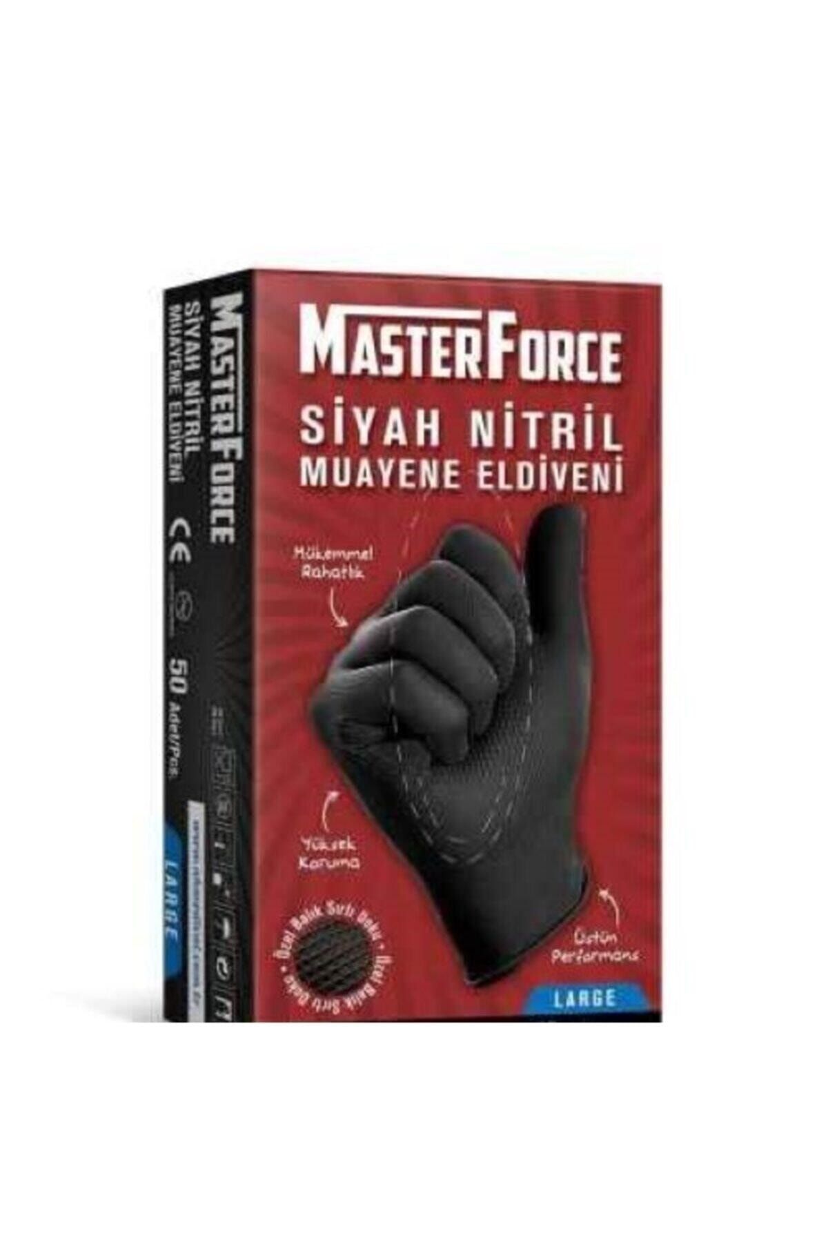 Has-Pet Masterforce Siyah Nitril Eldiven 50'li Paket L (LARGE) Beden