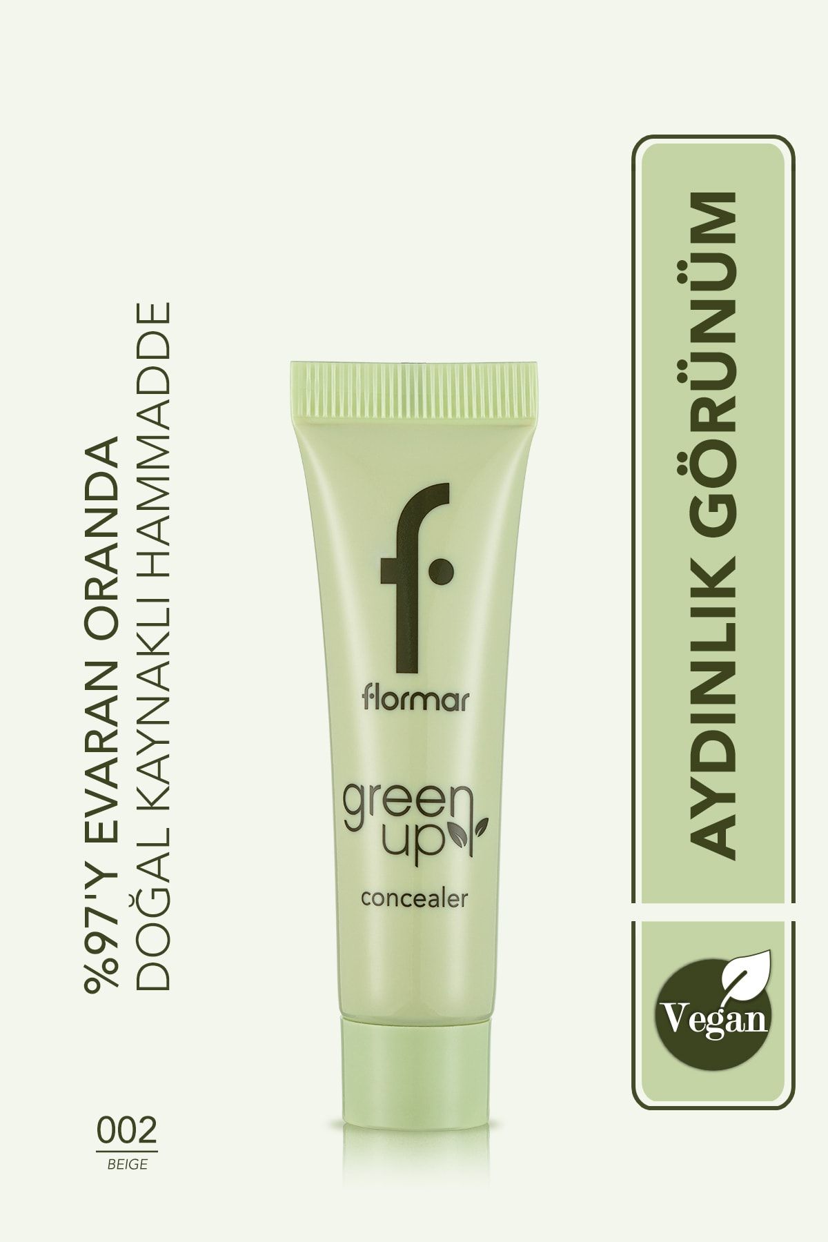 Flormar Nemli Ve Aydınlık Görünüm Veren Vegan Likit Kapatıcı-green Up Concealer-002 Beıge-4251903322256