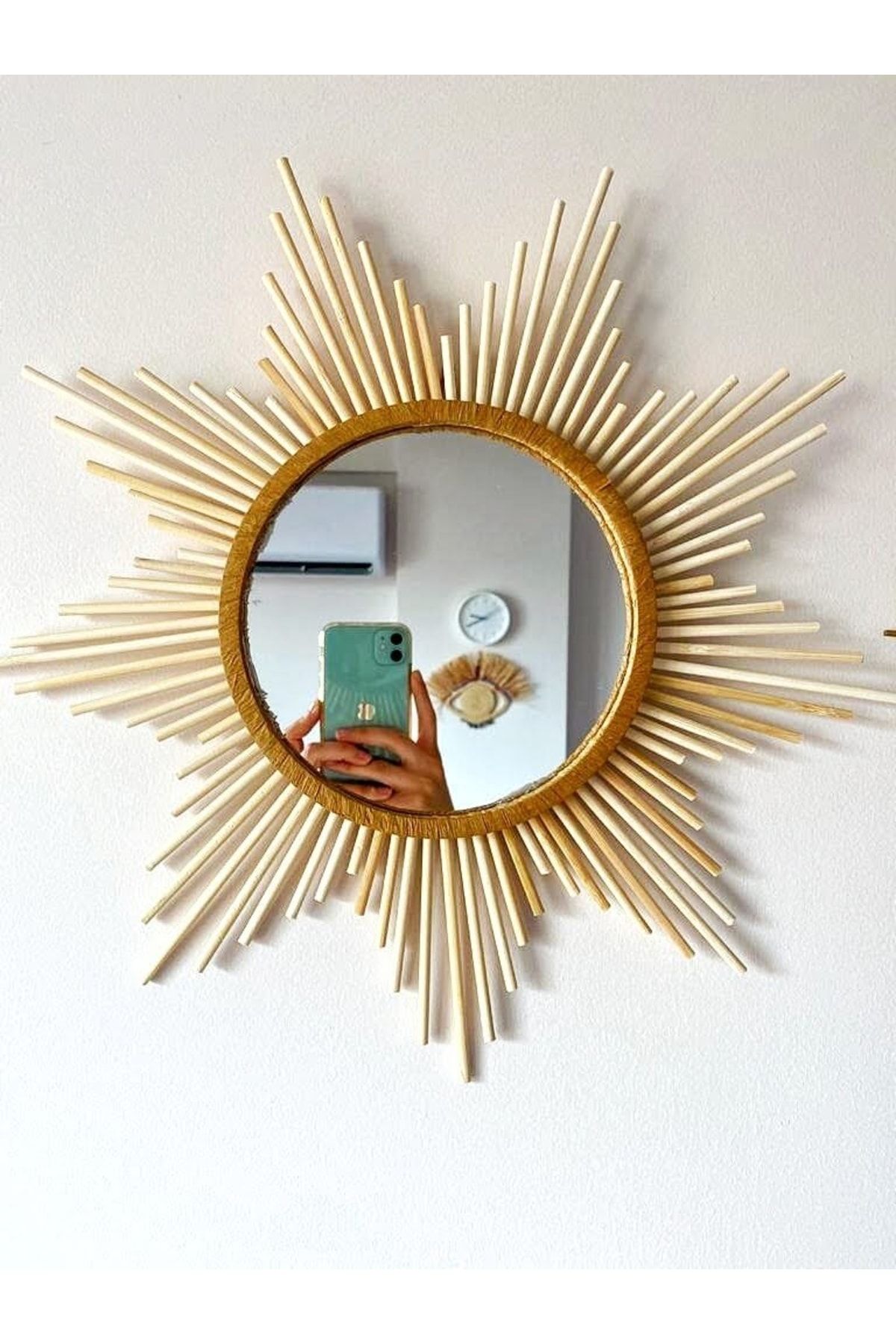 Boncukafası Star Bambu Ayna Duvar Aynası Konsol Ayna Çocuk Odası 40x20